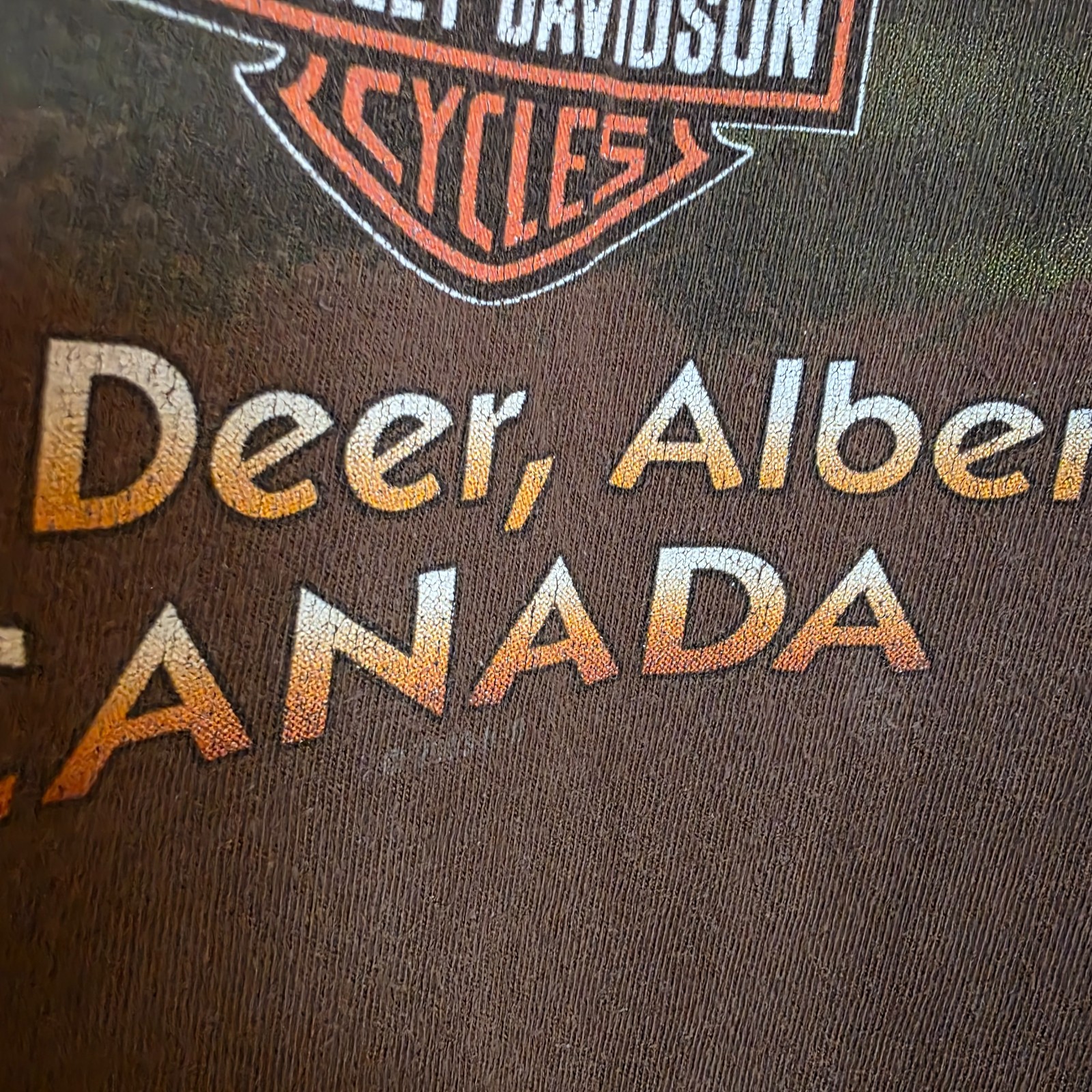 Vintage Harley Davidson Shirt XL Brown Gasoline Alley Red Deer Alberta Pumpjack