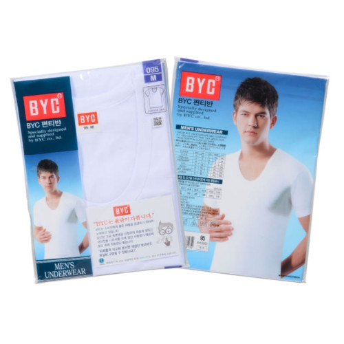 BYC Men’s Cotton Undershirt Short Sleeve White 100% Cotton Tee Running (90-110)