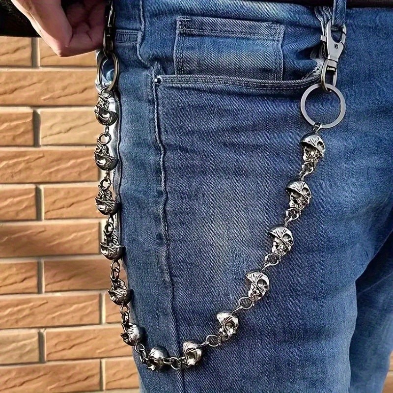 Silvery Skull Jeans Chain Hip Hop Punk Waist Chain Men’s Accessories Alloy