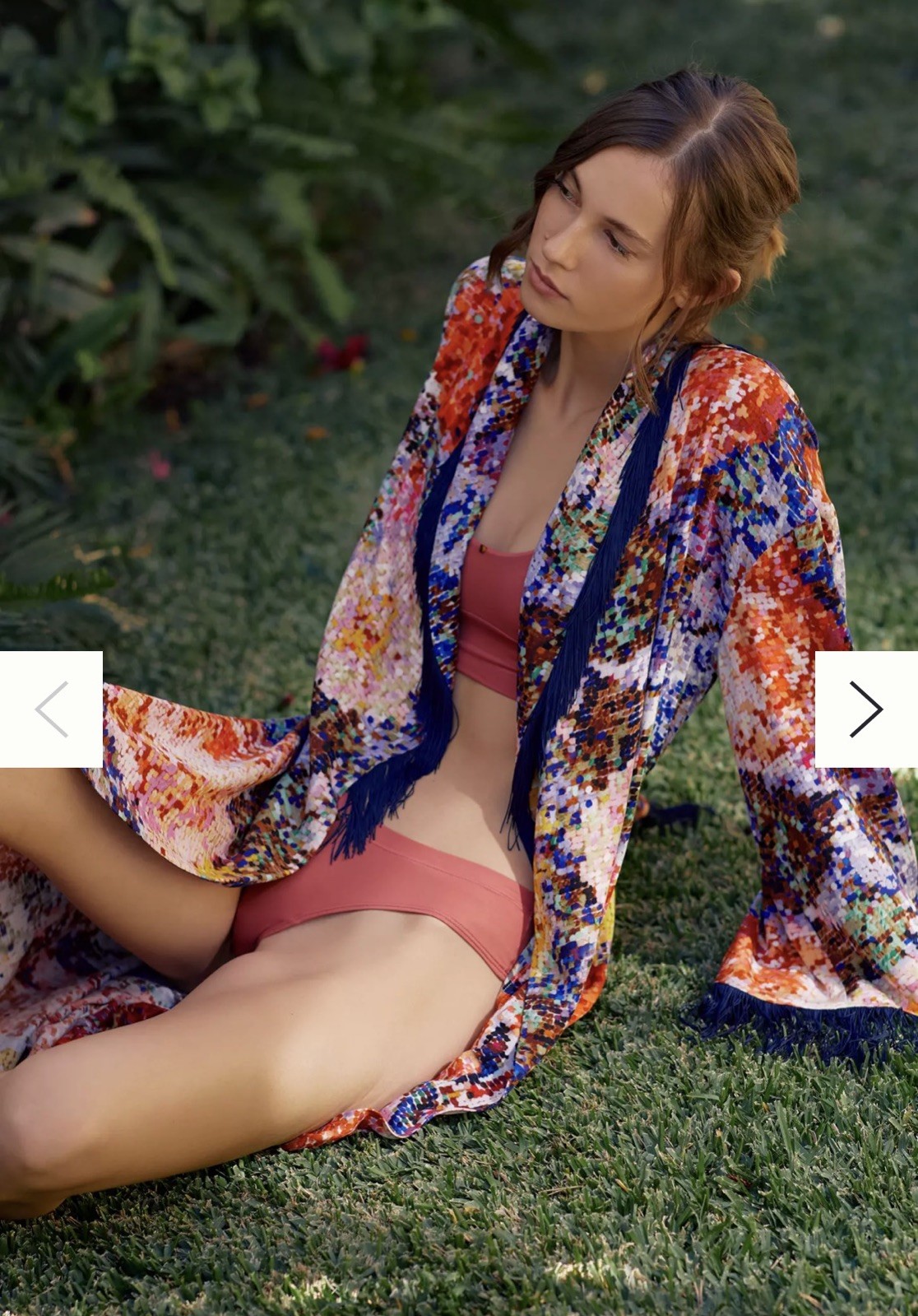Anthropologie Kirstin Lamb Painterly Fringed Robe SZ SMALL PETITES