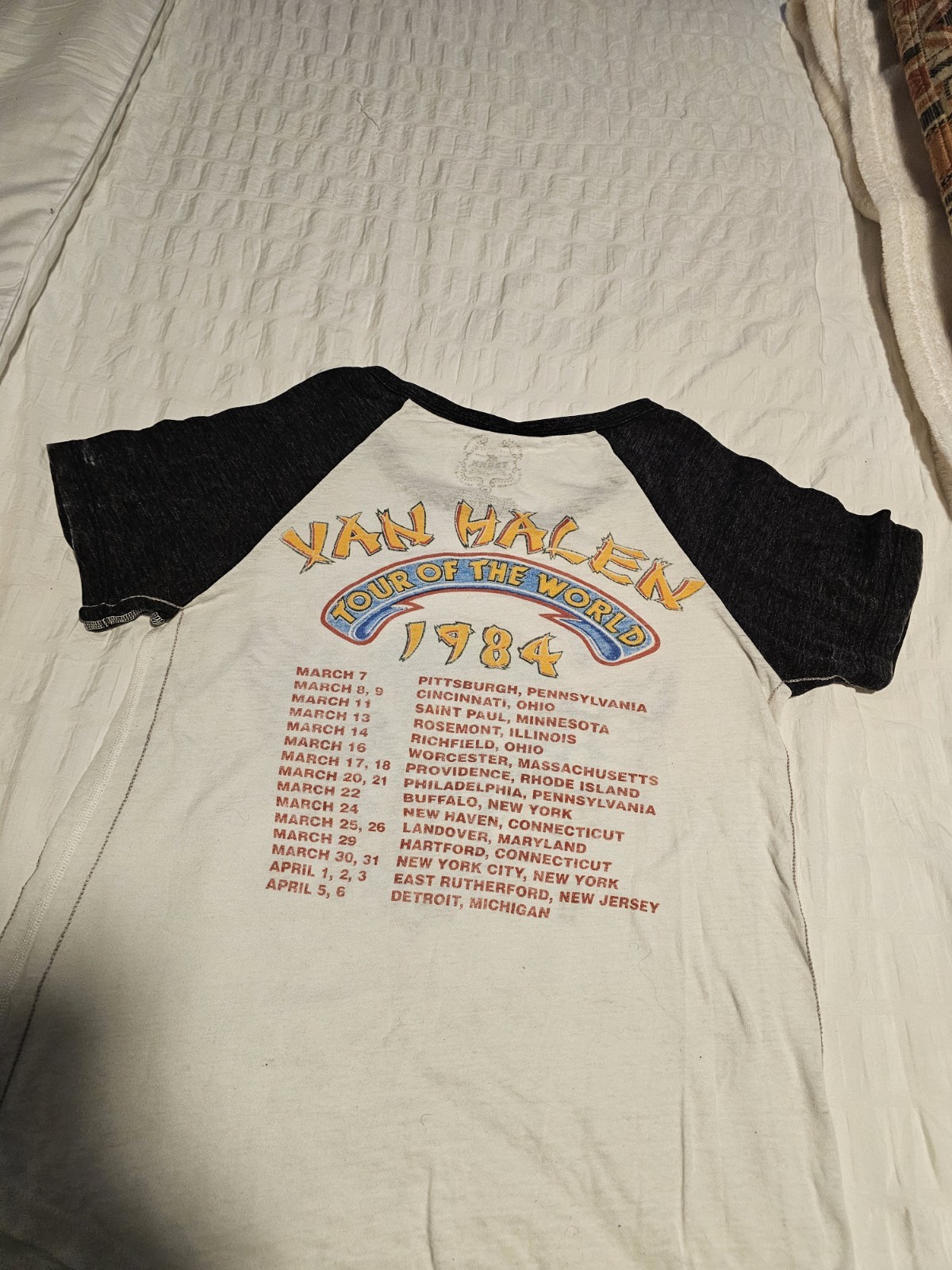 Vintage 1984 Van Halen World Tour T-Shirt Medium, With Tour Dates, Super RARE!