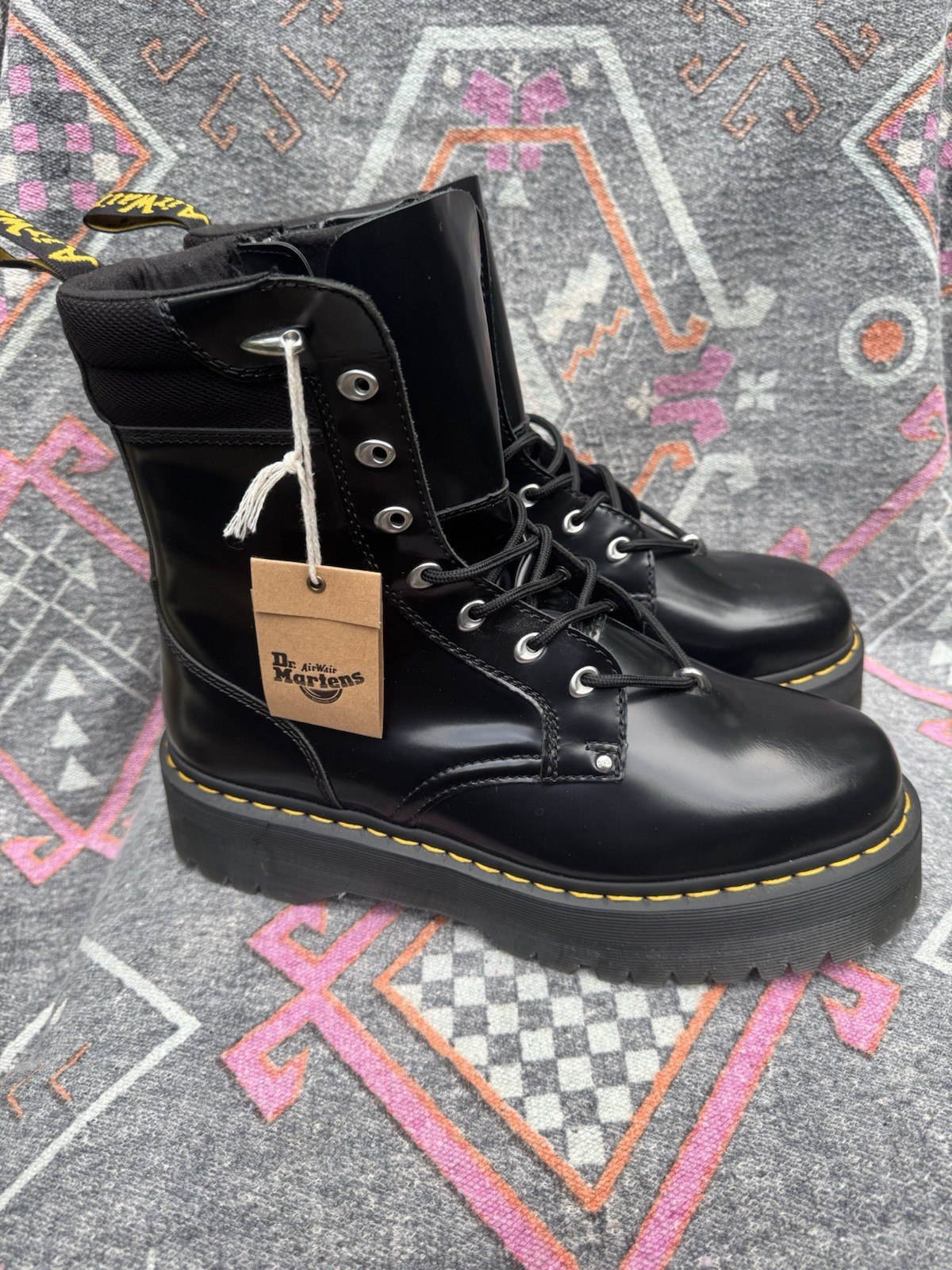 Dr. Martens Men’s Size 12 Platform Black Lace Up Combat Boot W Zipper Jadon II