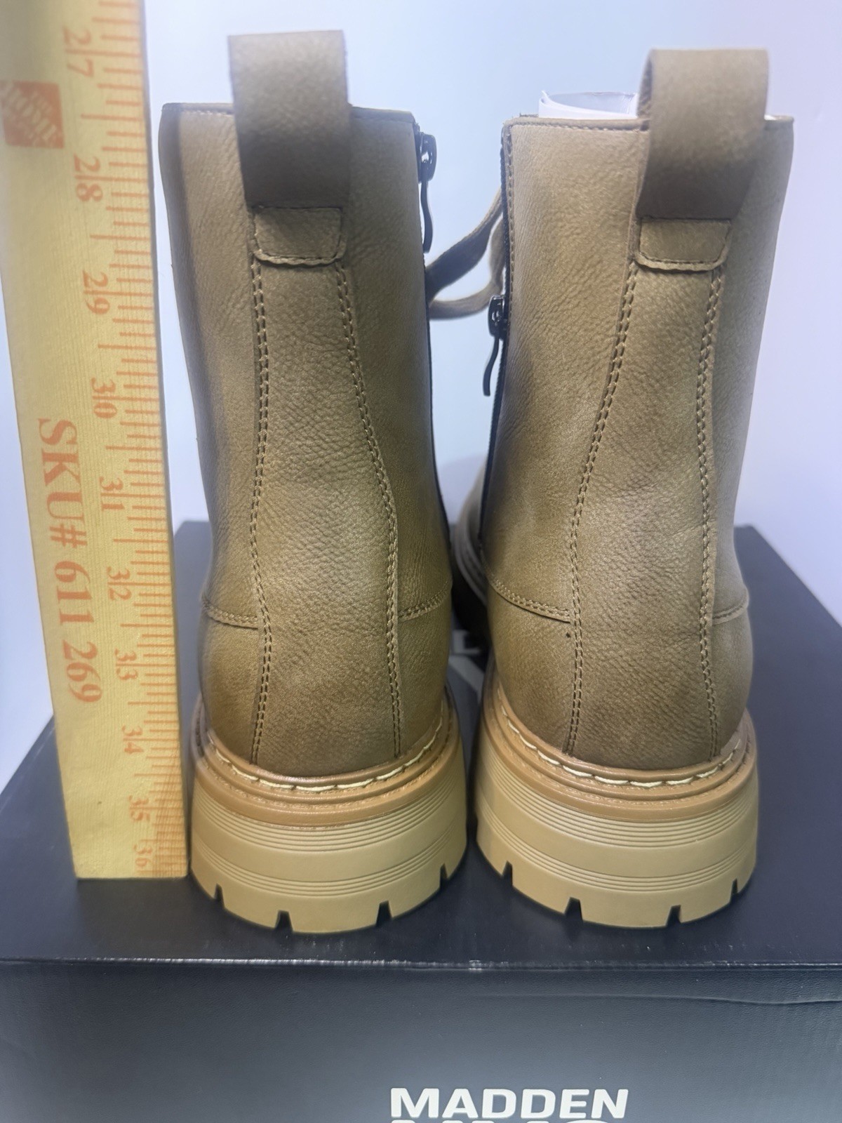 New Madden NYC Mens Faux Leather McCoyy Boots Comfort Foam Insole Taupe Size 12