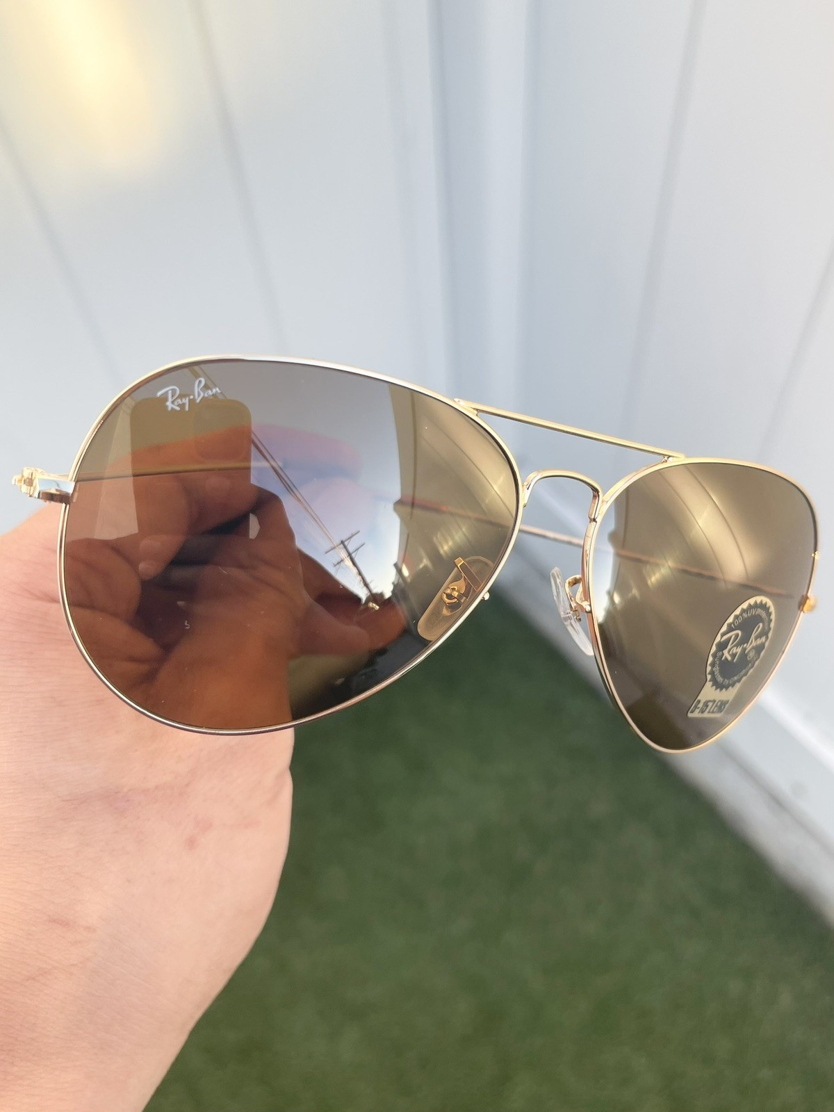NWT Authentic Ray Ban Classic Large Aviator RB3025 3025 Gold Brown Lens 62/14