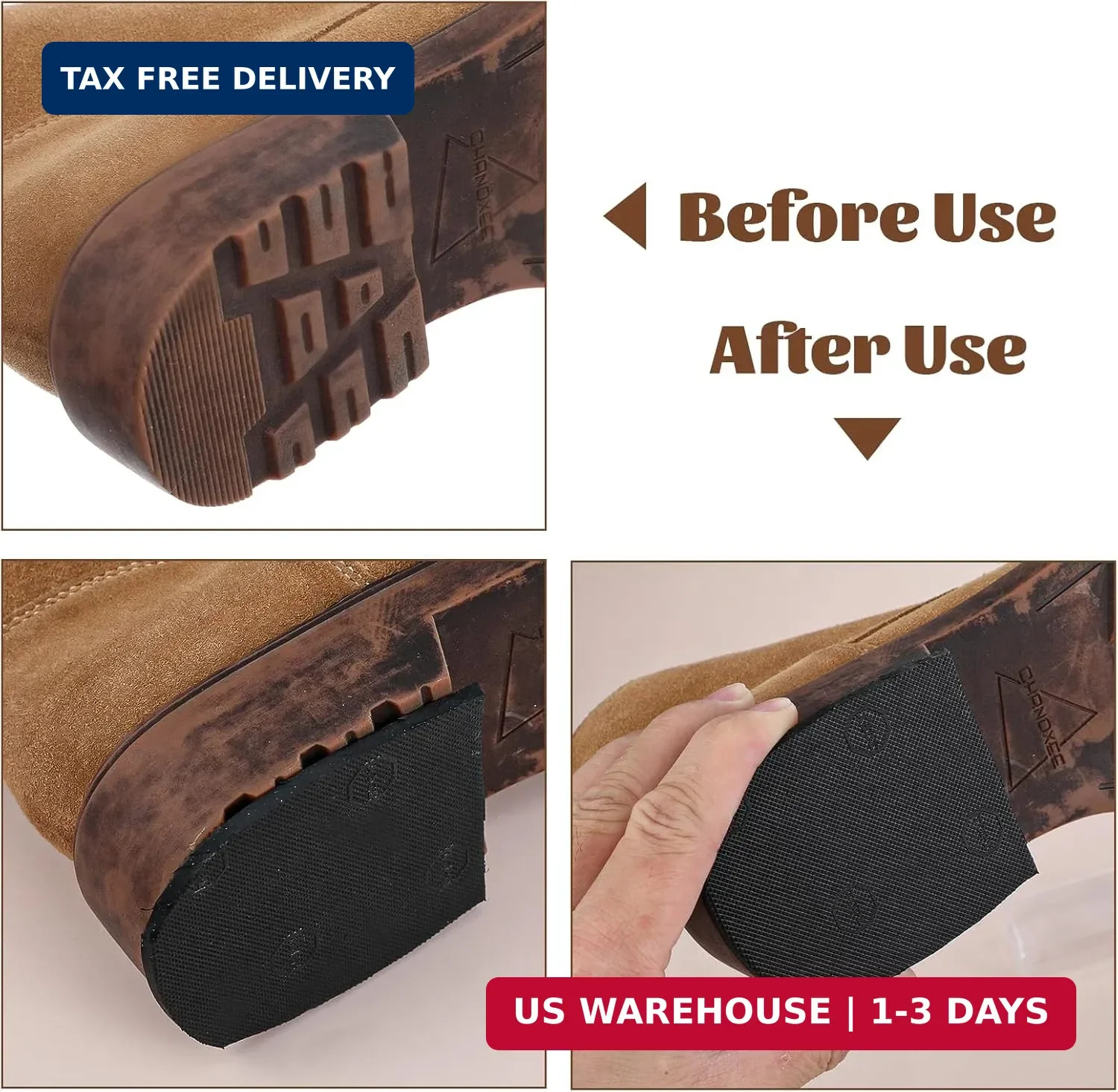 2 Pairs Boot Heel Repair Kit, Cuttable Boot Heel Replacement, Anti-Slip Shoe Hee