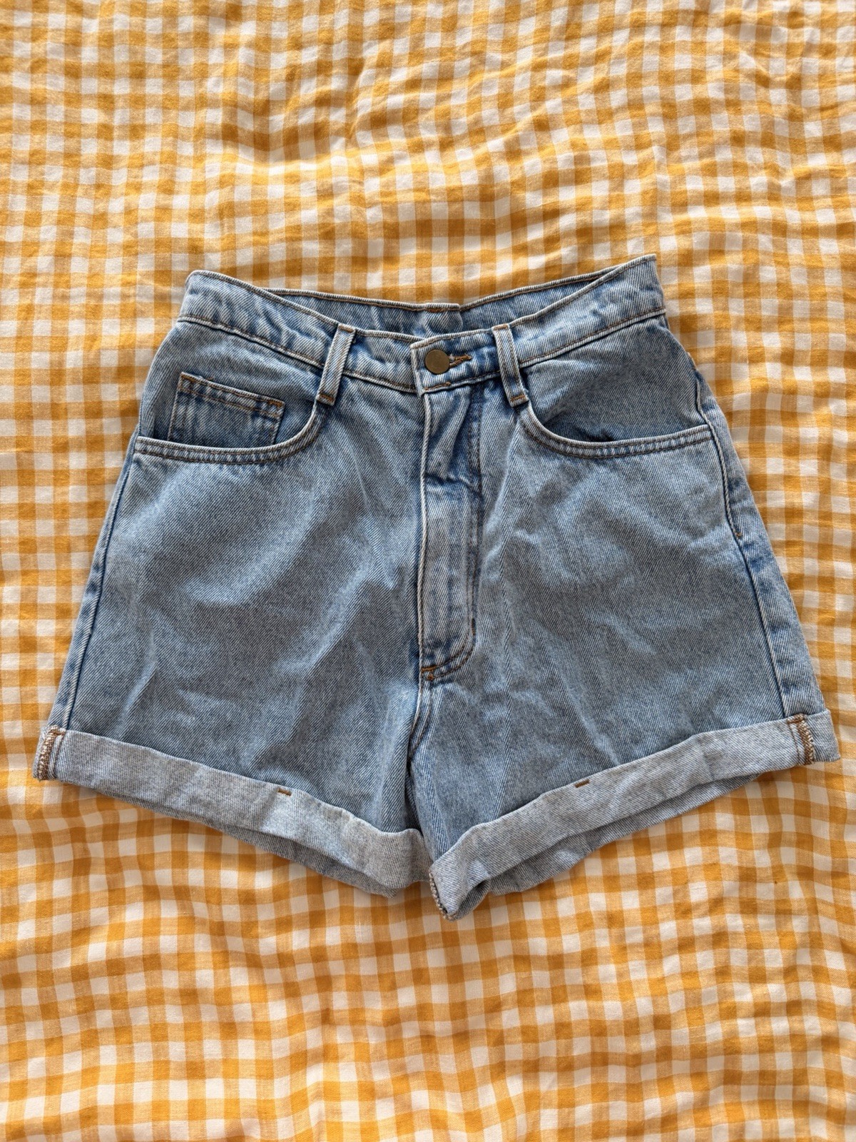 Los Angeles Apparel Size 27 Classic Light Wash Denim Shorts Made In USA