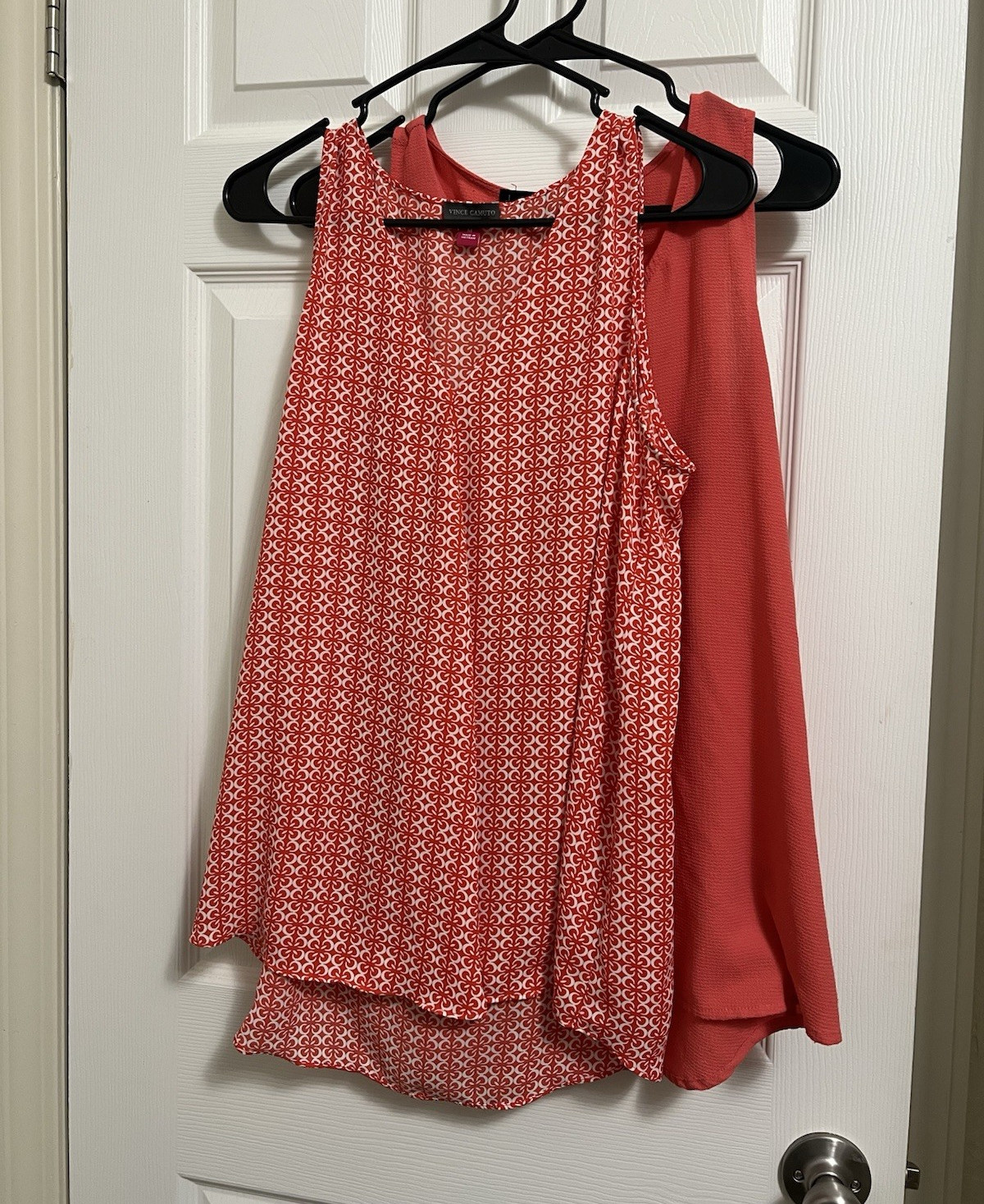 Women’s Lot of two Orange White Geometric V-Neck Sleeveless Tank Top