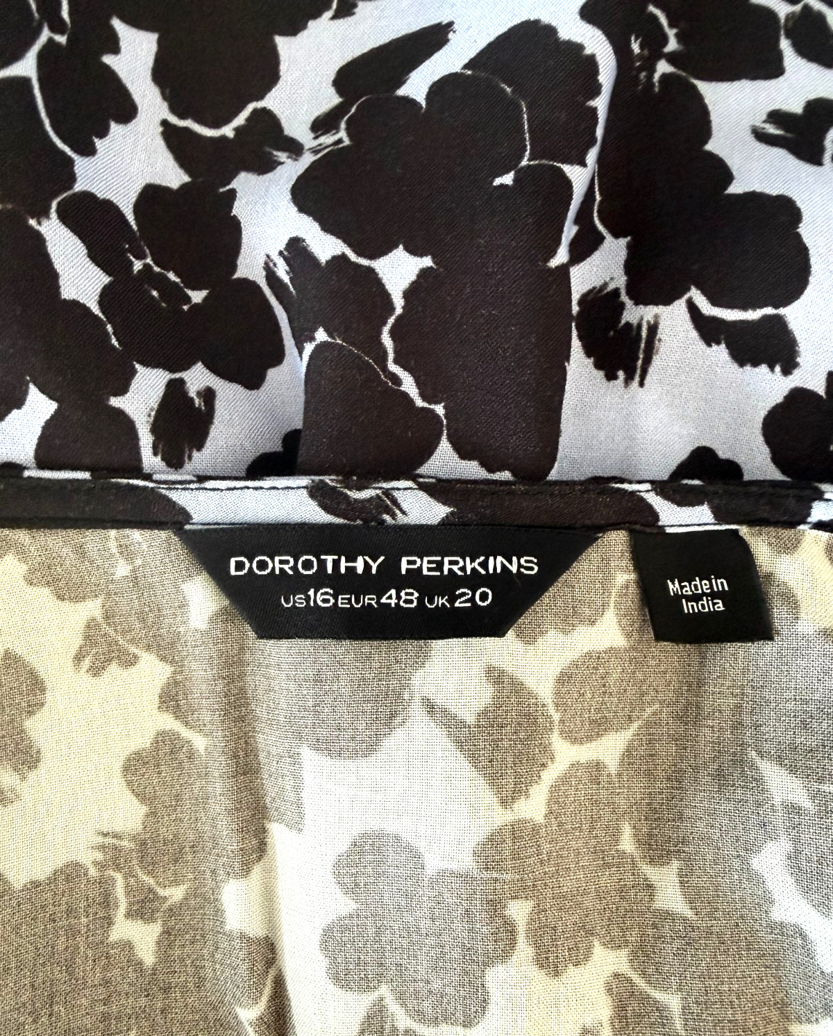 Dorothy Perkins Size 20 Blue Black Floral Milkmaid Puff Sleeve Ruched Top Blouse