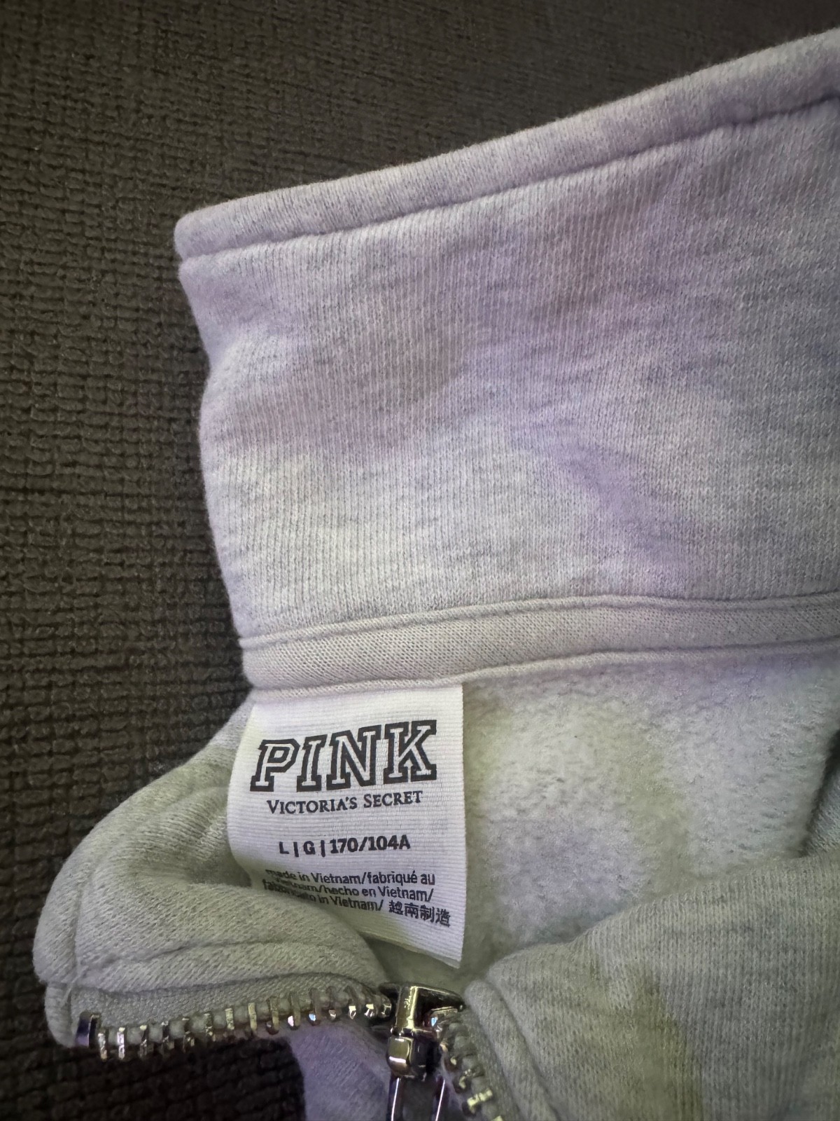 Victoria secret Pink large Half-Zip Pullover Sweater – Light Gray