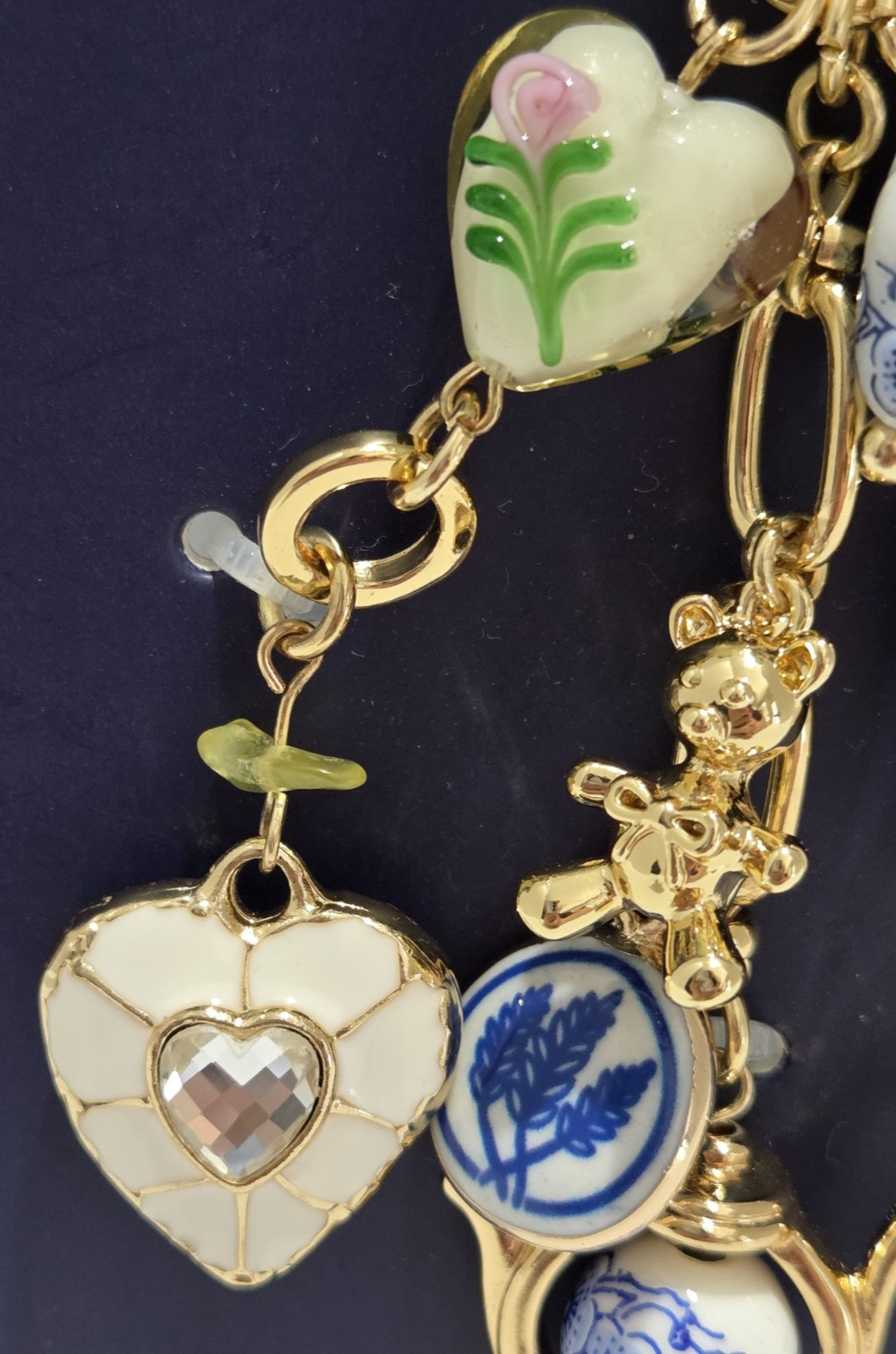 Piper K Blue & White Floral Teapot Hearts Bag Charm Keychain Valentines Day Gift