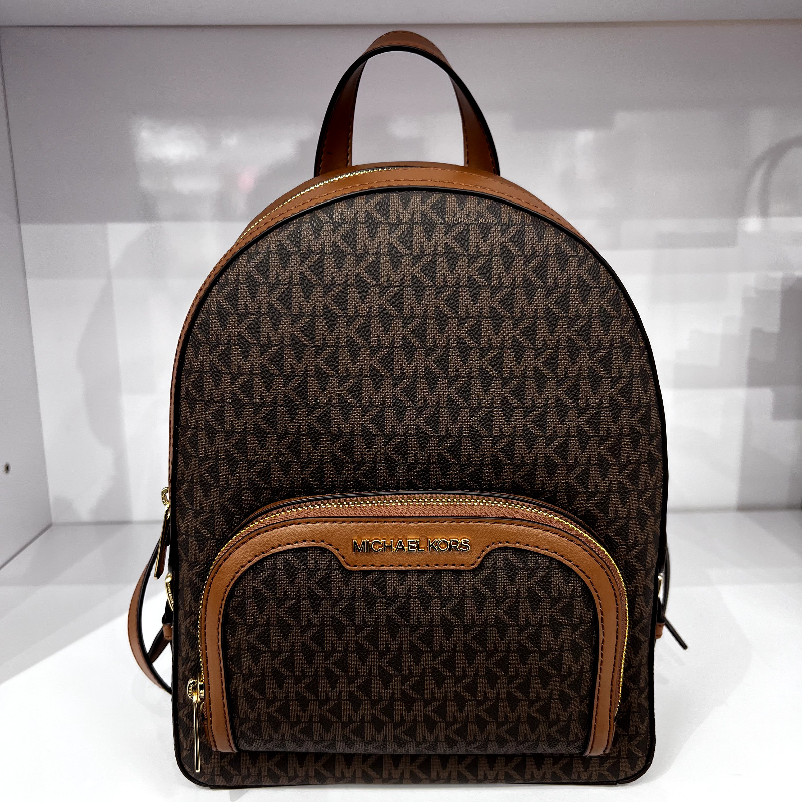 MICHAEL KORS JAYCEE MEDIUM ZIP POCKET BACKPACK BAG Brown