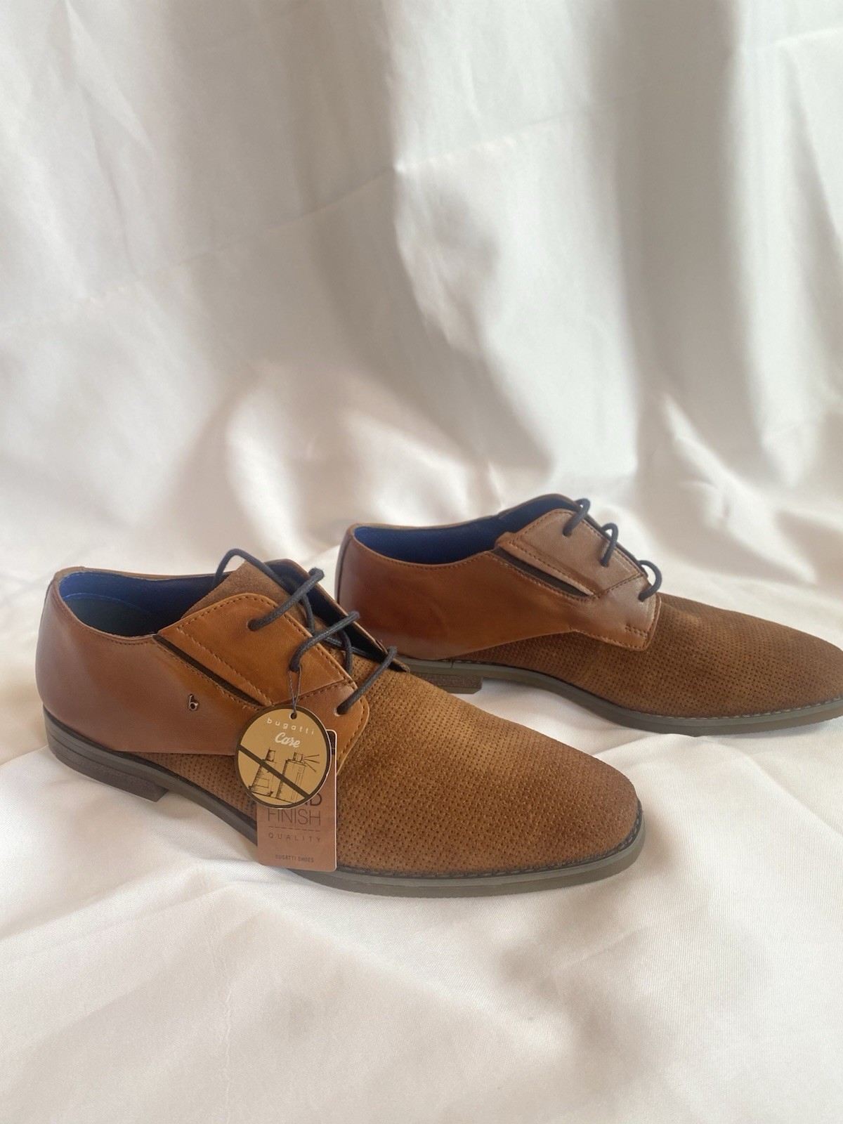 Bugatti Menello Mens Leather Dress Shoes 42 US 9 Cognac Brown Oxford Derby NIB