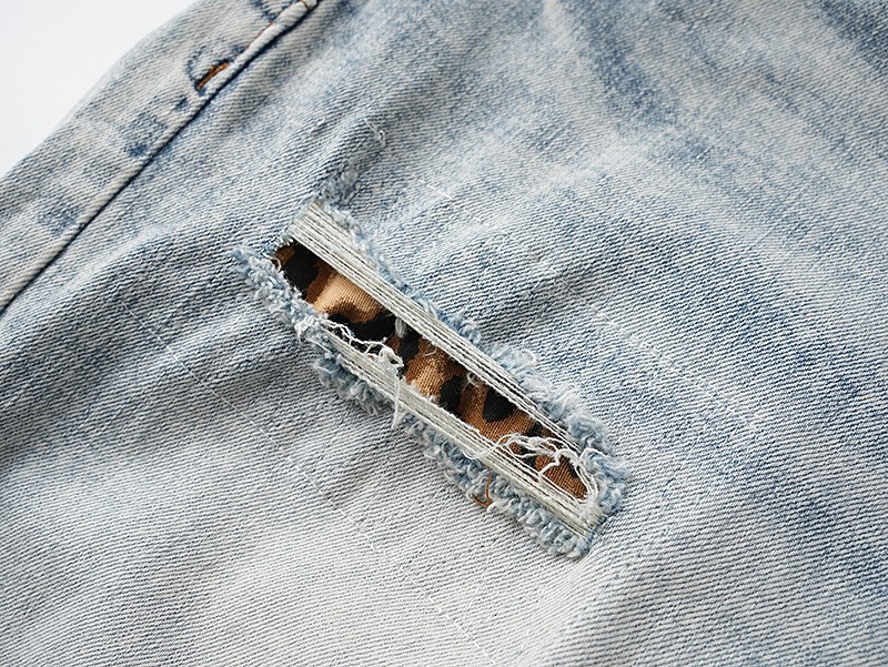 purple Brand Light Wash Faded Blue Camo Distressed Jorts Men’s