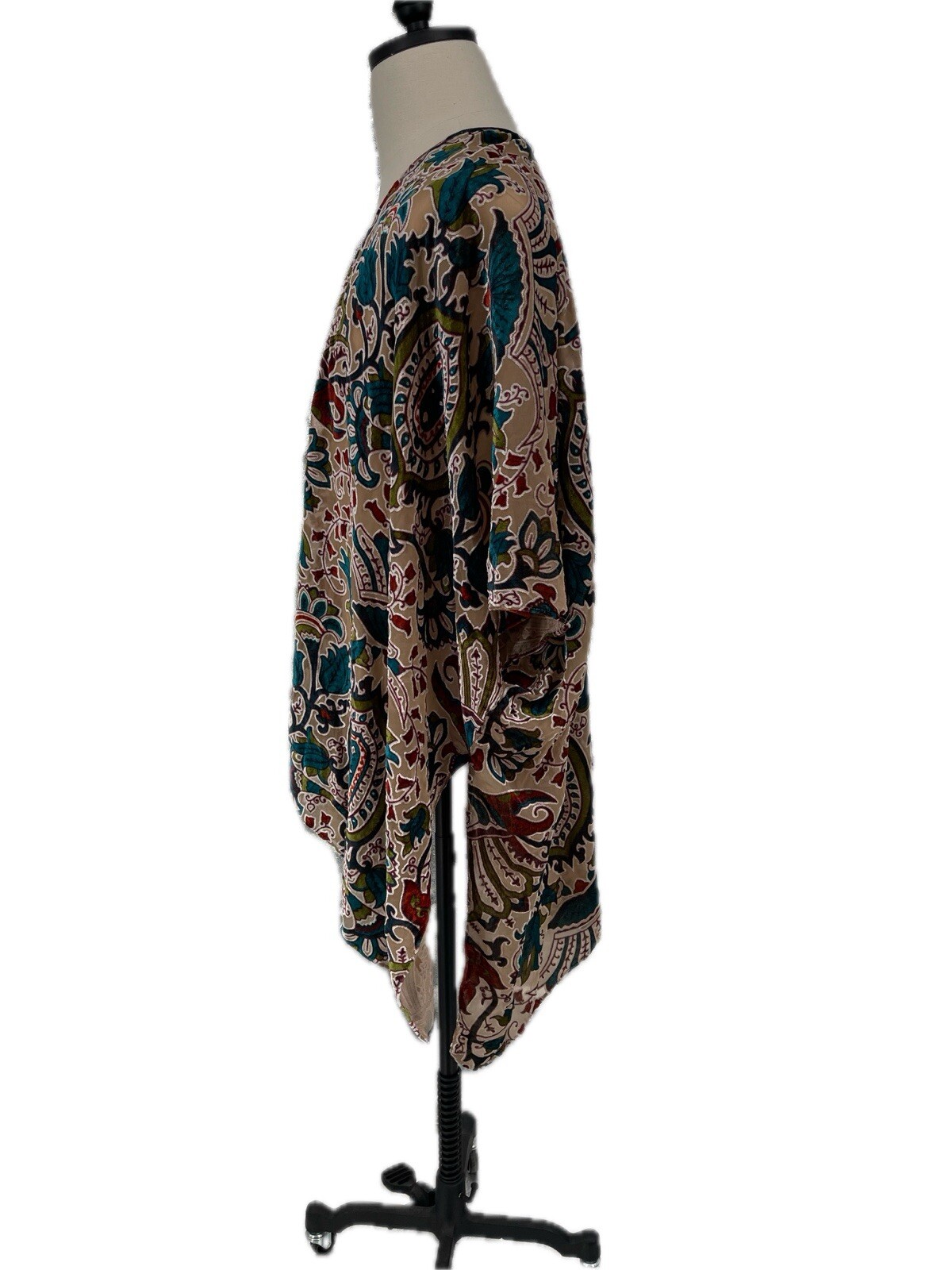 Sterling & Stitch Womens Jewel Tone Paisley Velvet Burnout Kimono Boho OS