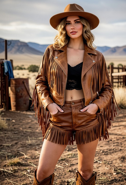 Women’s Western Fringe Suede Jacket Brown Cowgirl Rodeo Leather Style Coat