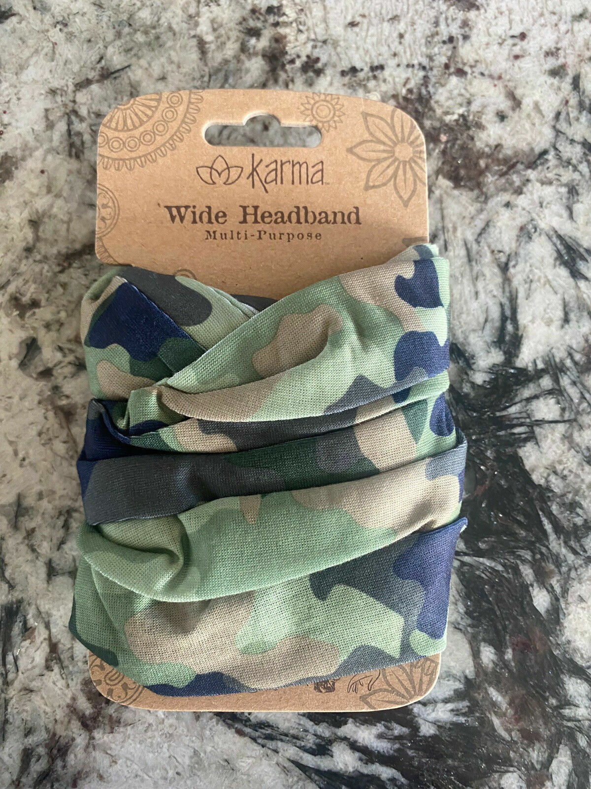 Karma Gifts Green Camo Wide Headband 100% Polyester Microfibre NEW
