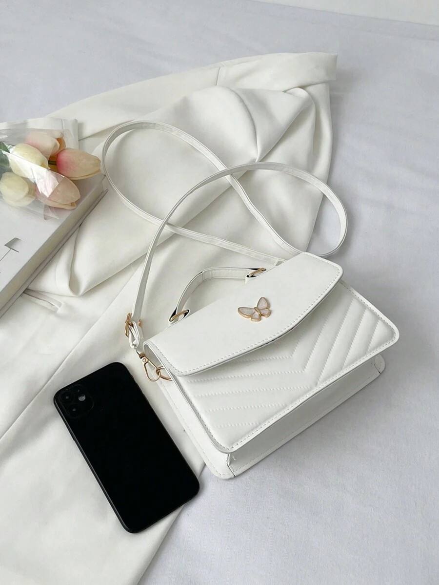 Women PU Leather Crossbody Bag Patchwork Bow Flap Square Shoulder Commute Purse