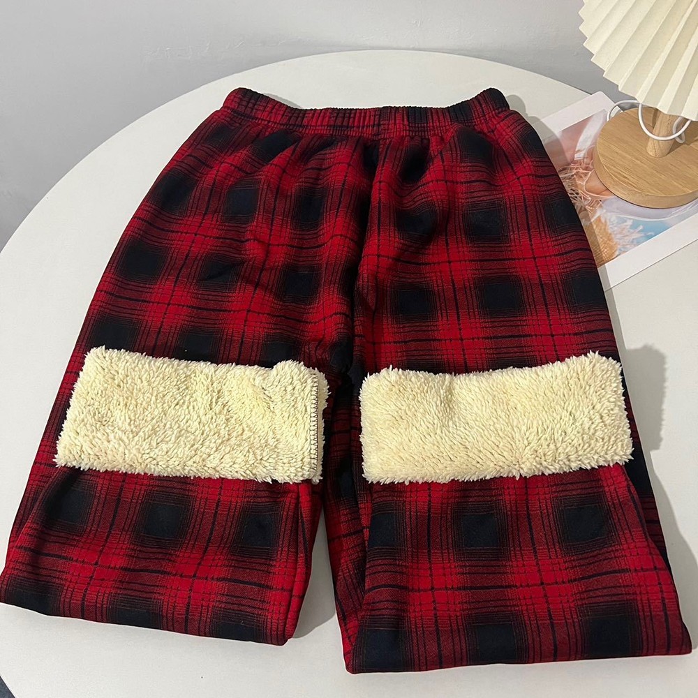 Women Summer Checkered Print High Waist Pants Straight Fit With Lining For Yoga