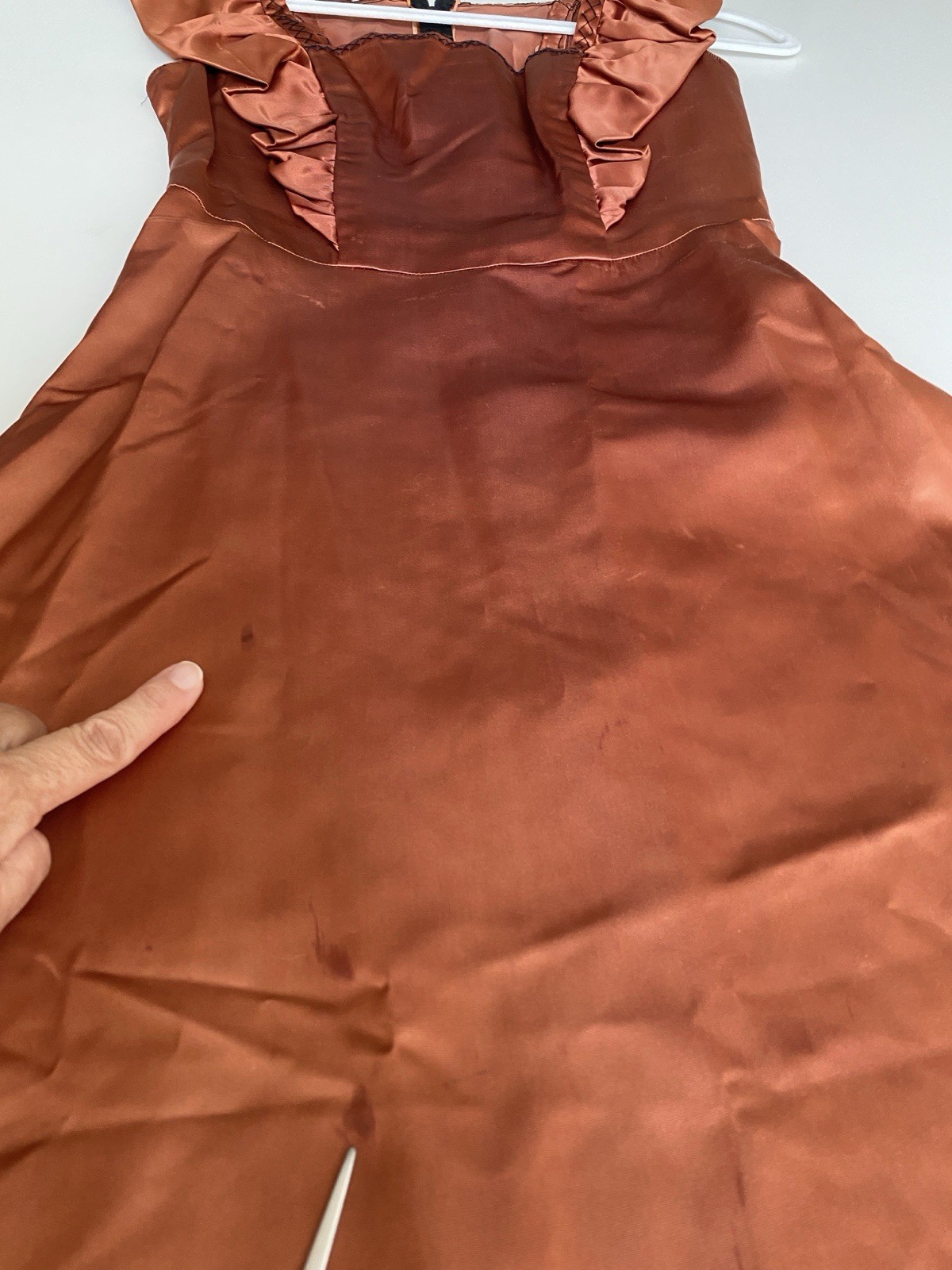 Vintage 40s 50s handmade S Heavy Satin long maxi dress Big Bow