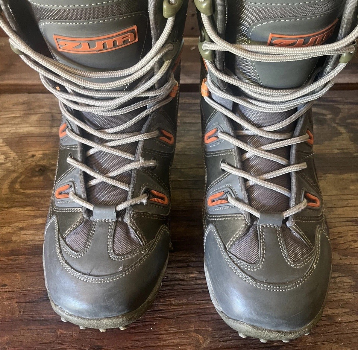 Zuma Men’s Snow Ski Winter Boots Heavyweight Size 9 Charcoal Grey Orange