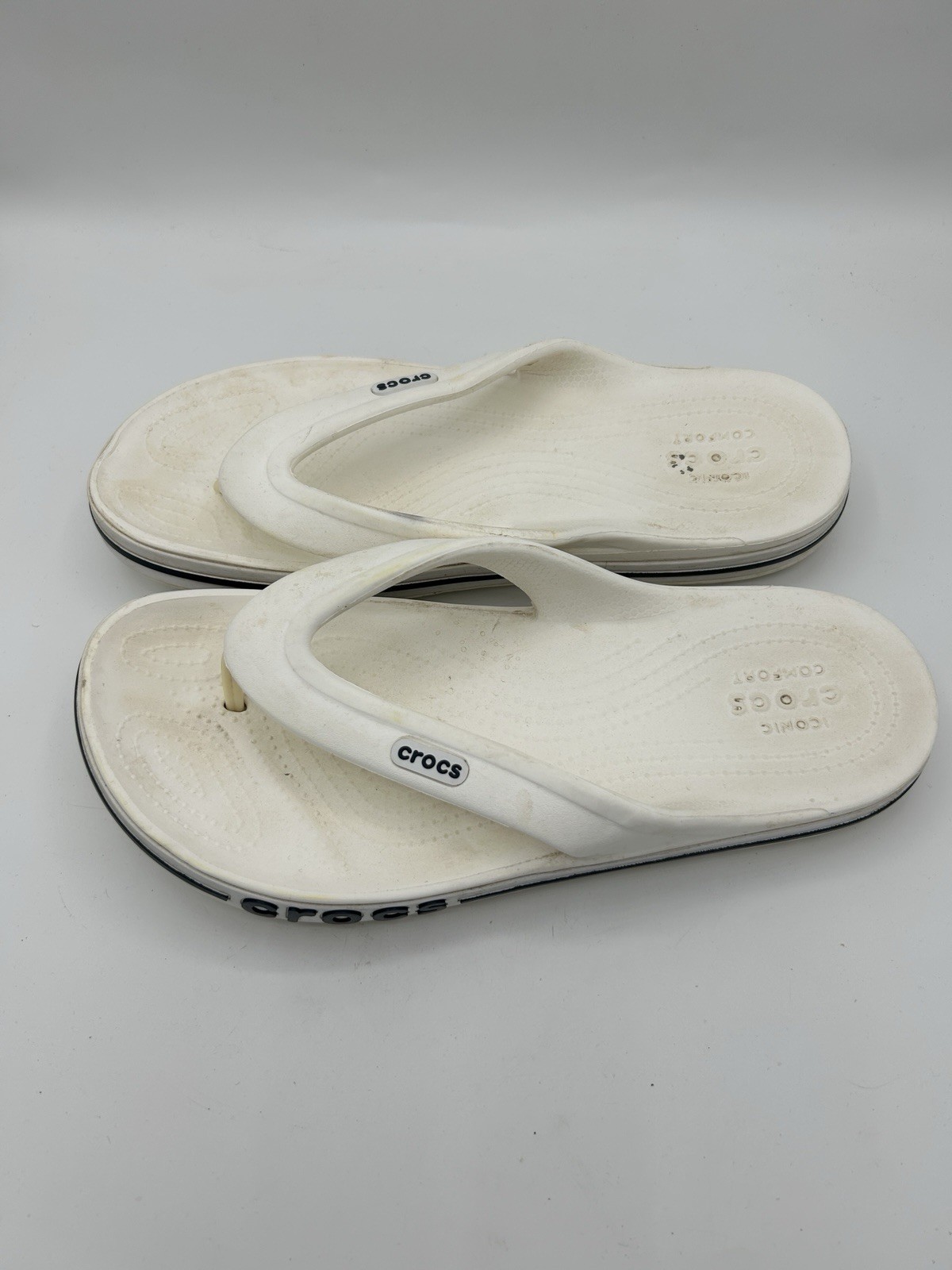 Crocs Men and Women’s Bayaband Flip Cantaloupe Navy Pepper Black White Size 9