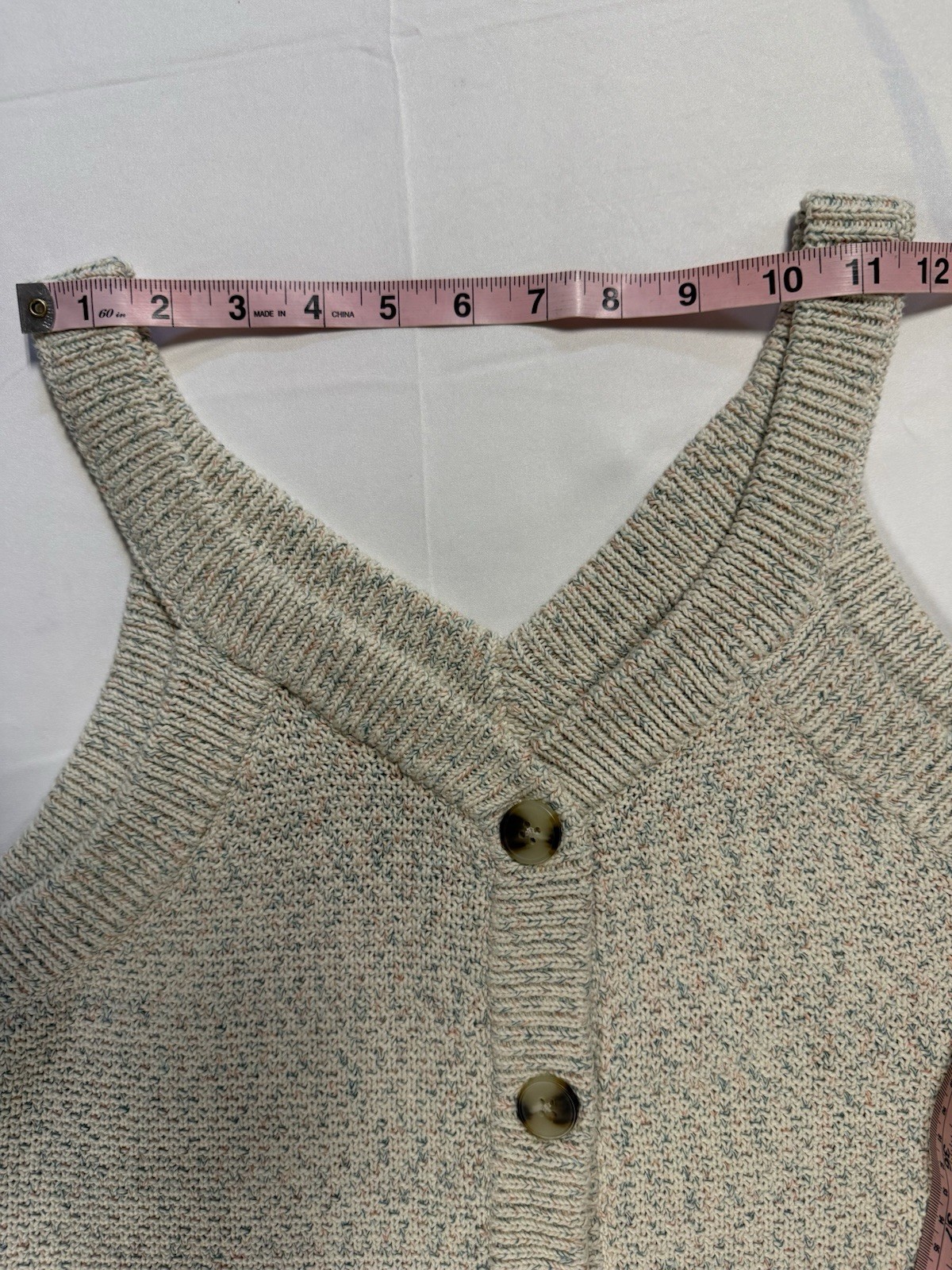 Madewell Womens Small Speckled Knit Sweater Tank Button Front VNeck Cotton Blend