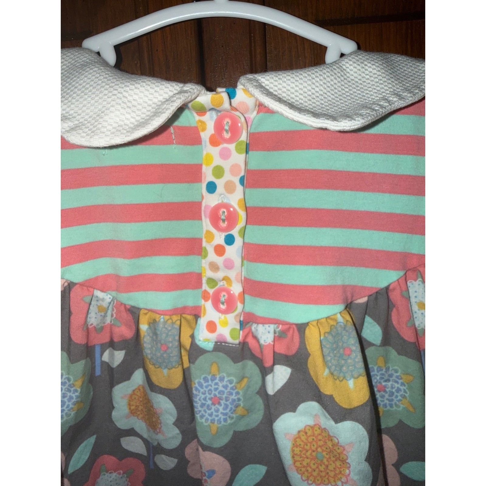Matilda Jane Girls Mixed Floral Polka Dot Stripe Peter Pan Collar Dress 18-24M