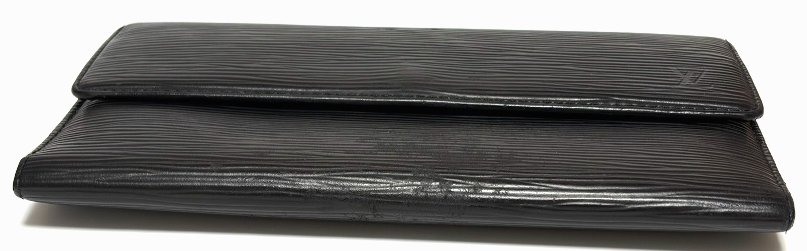 Louis Vuitton Black Epi Leather Long Wallet Tri-fold Wallet Made in Spain
