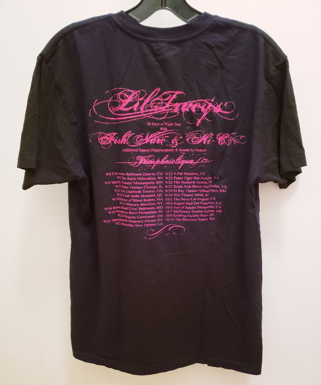Lil Tracy 2023 30 Days of Night Tour Date Rap Shirt Rapper Concert Black Medium