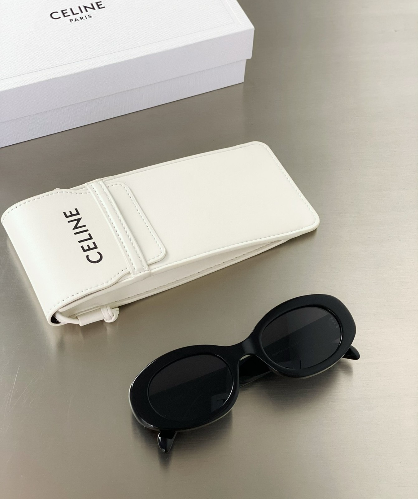 New Gold Triomphe CELINE CL40194U Black/Gray Lens Gold Oval Women’s Sunglasses