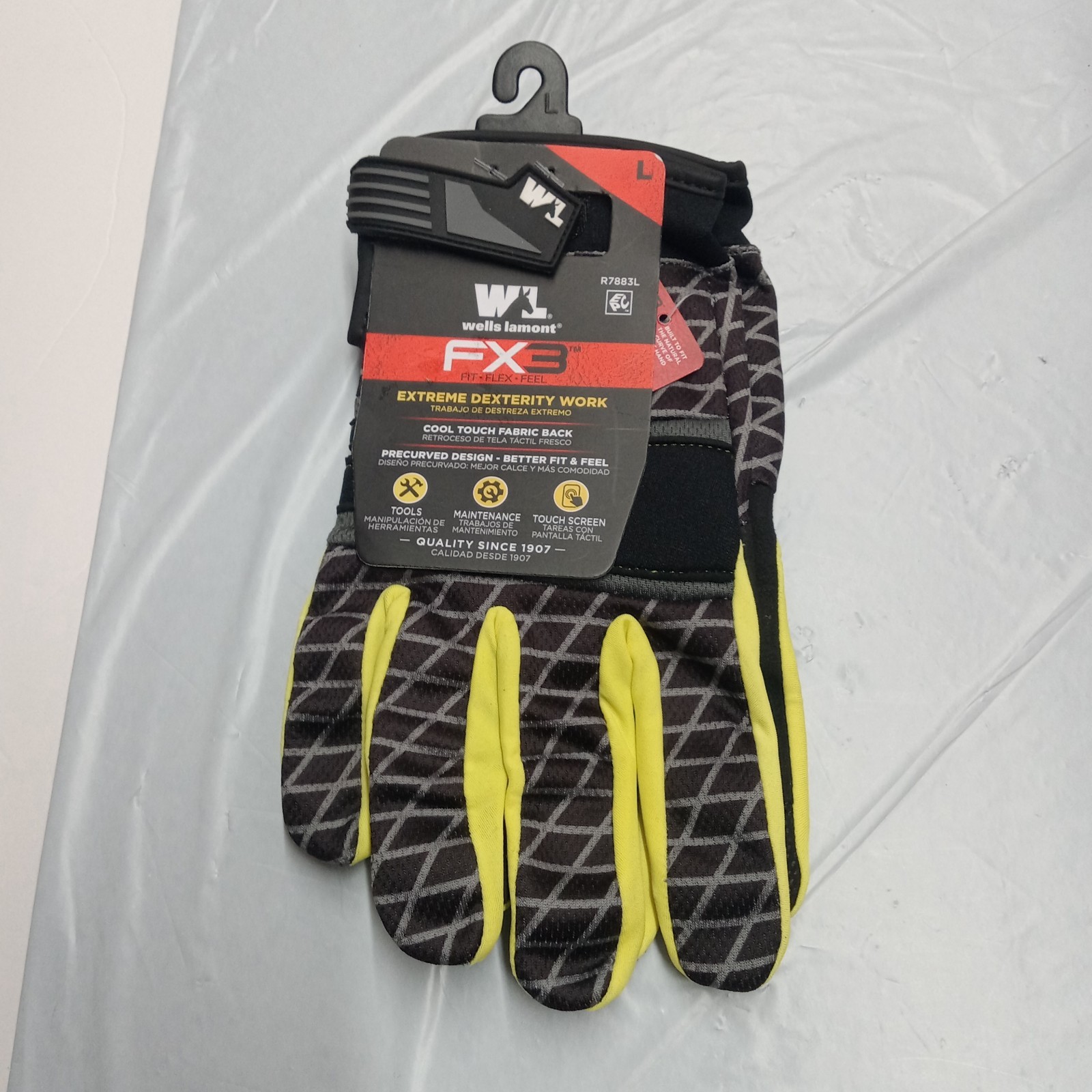 Wells Lamont FX3 Men’s Work Gloves Black Synthetic Leather Palm Size L Large New