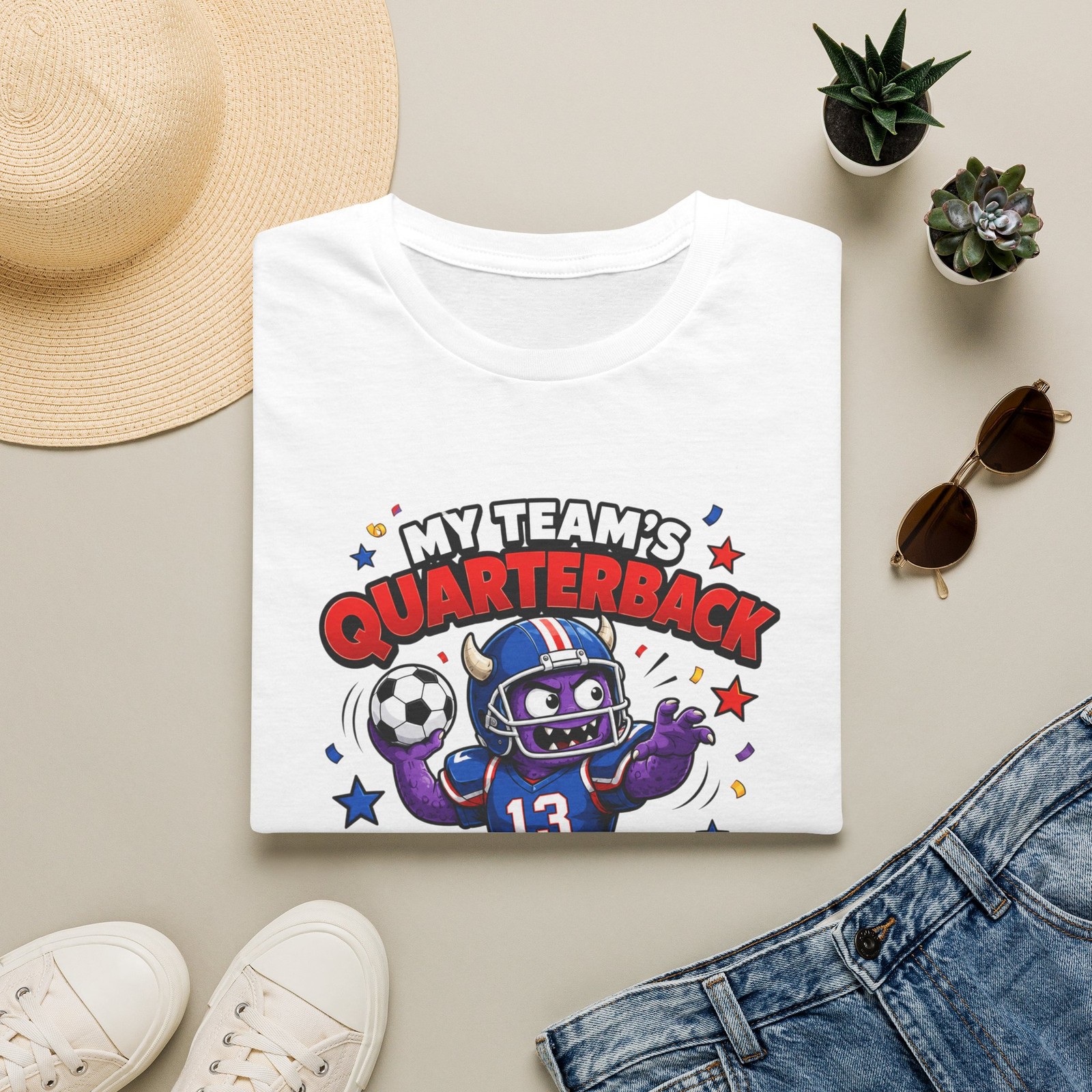 My Team’s Quarterback T-Shirt | Cartoon Football Monster Design 2026
