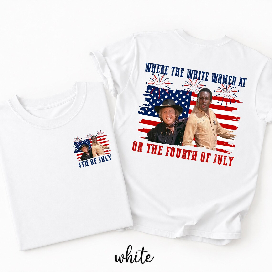 Where The White Women At Fourth of July 1980s Quote America 250 T-Shirt
