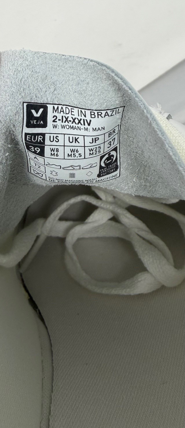 New Veja V-12 Leather Sneakers, Extra White/Sable Size US W8/ M6
