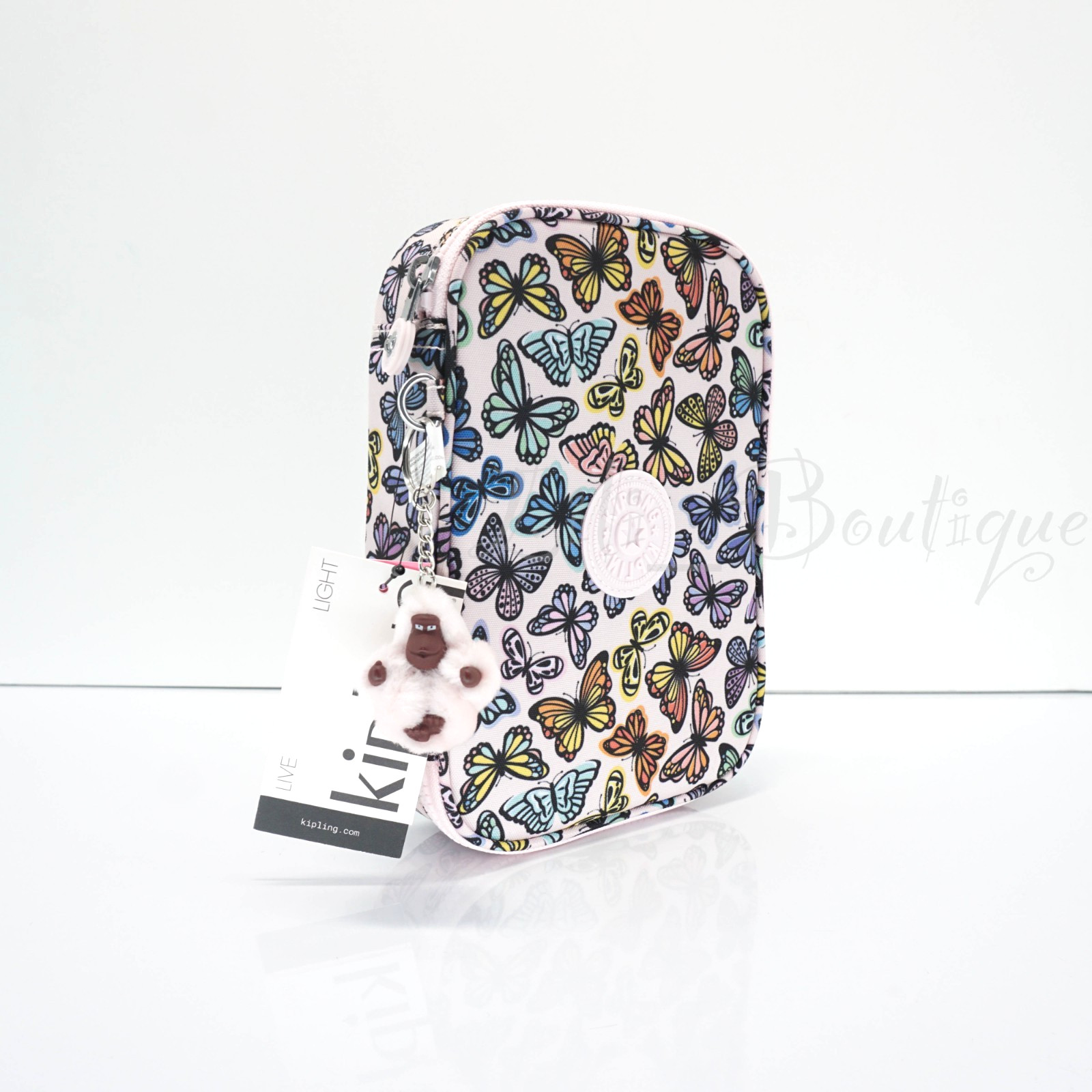 Kipling 100 Pens Case Pencil Accessory Box Polyester AC7252 Butterfly Day Multi