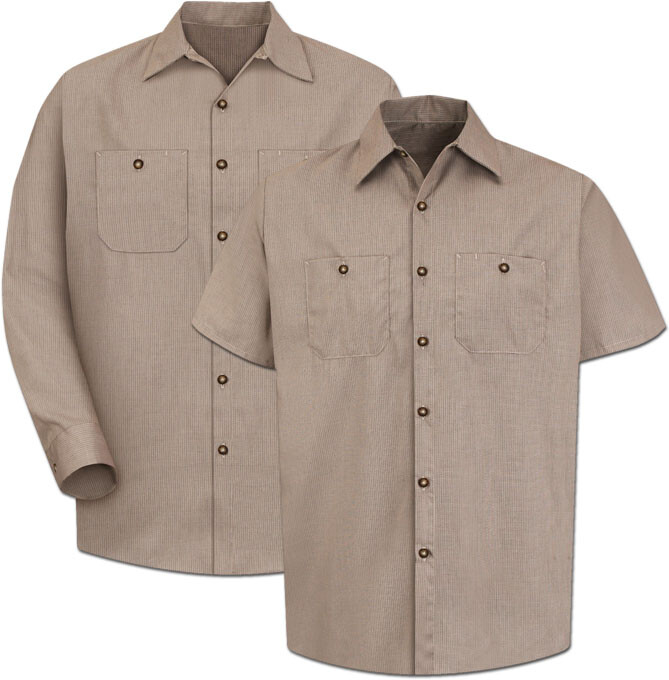 Red Kap Work Shirt Poplin Geometric Microcheck 2 Pocket Men’s Industrial Uniform
