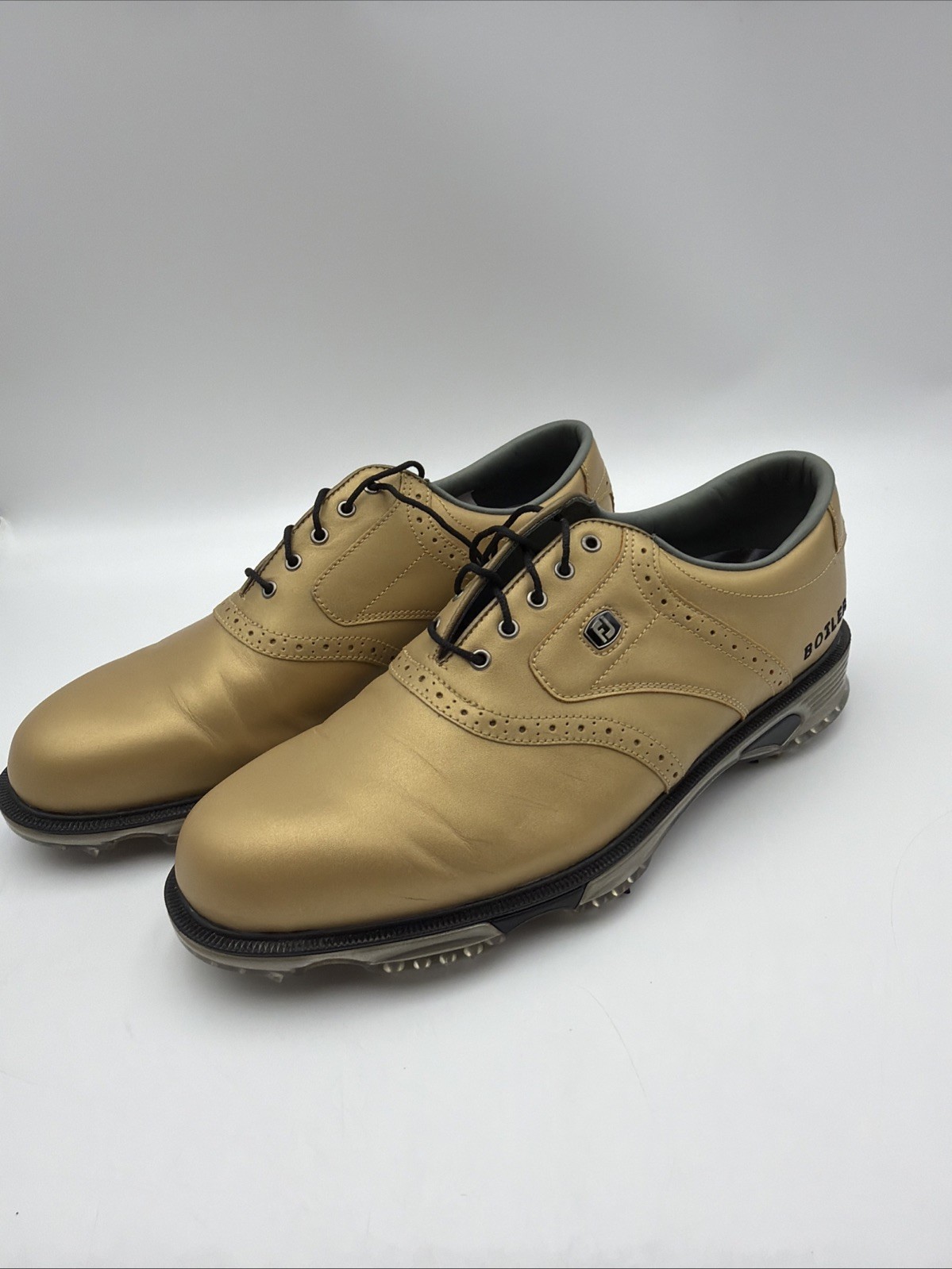 Foot-Joy DryJoys Mens Gold Purdue Shoes, Soft Spikes, Size 12