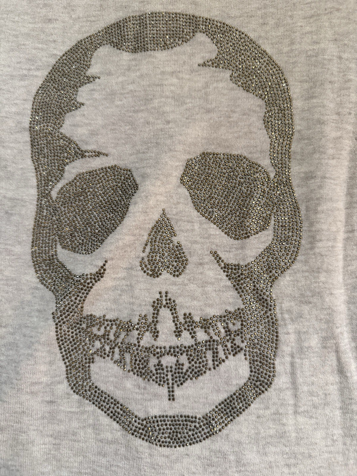 ZADIG&VOLTAIRE Gold Studded Skull 100% Cashmere Oat Beige Tan Sweater NWOT M