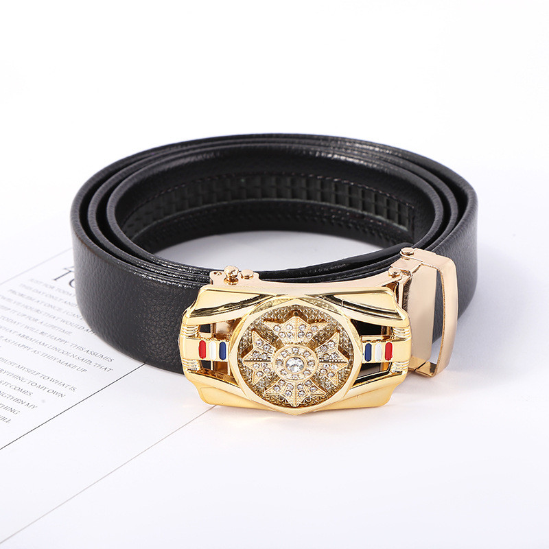 Genuine Leather Mens Ratchet Belt Belts For Men Adjustable Automatic Buckle