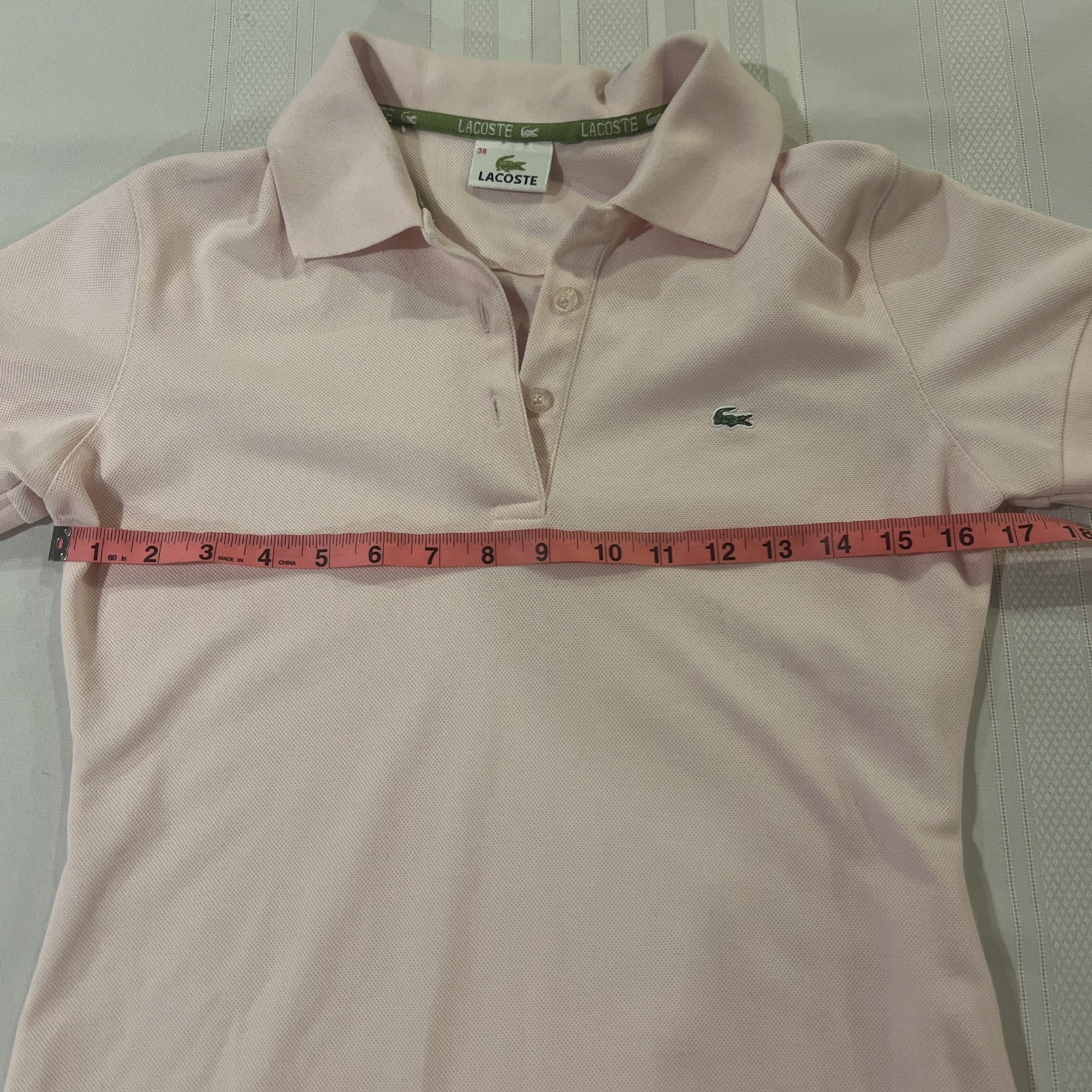 Lacoste Pique Polo Knit Dress Pale Pink 38 Preppy Old Money LACOSTE On Back!