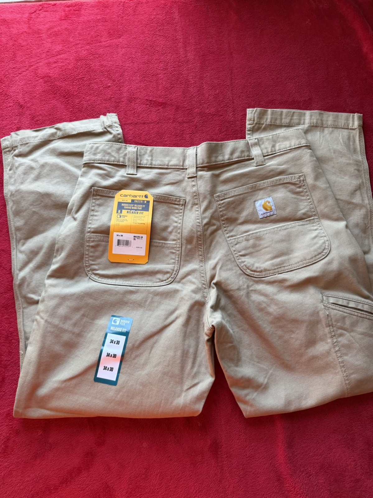 Carhartt Men’s Rugged Flex Canvas Work Pants Relaxed Fit Size 34×30 khaki NWT