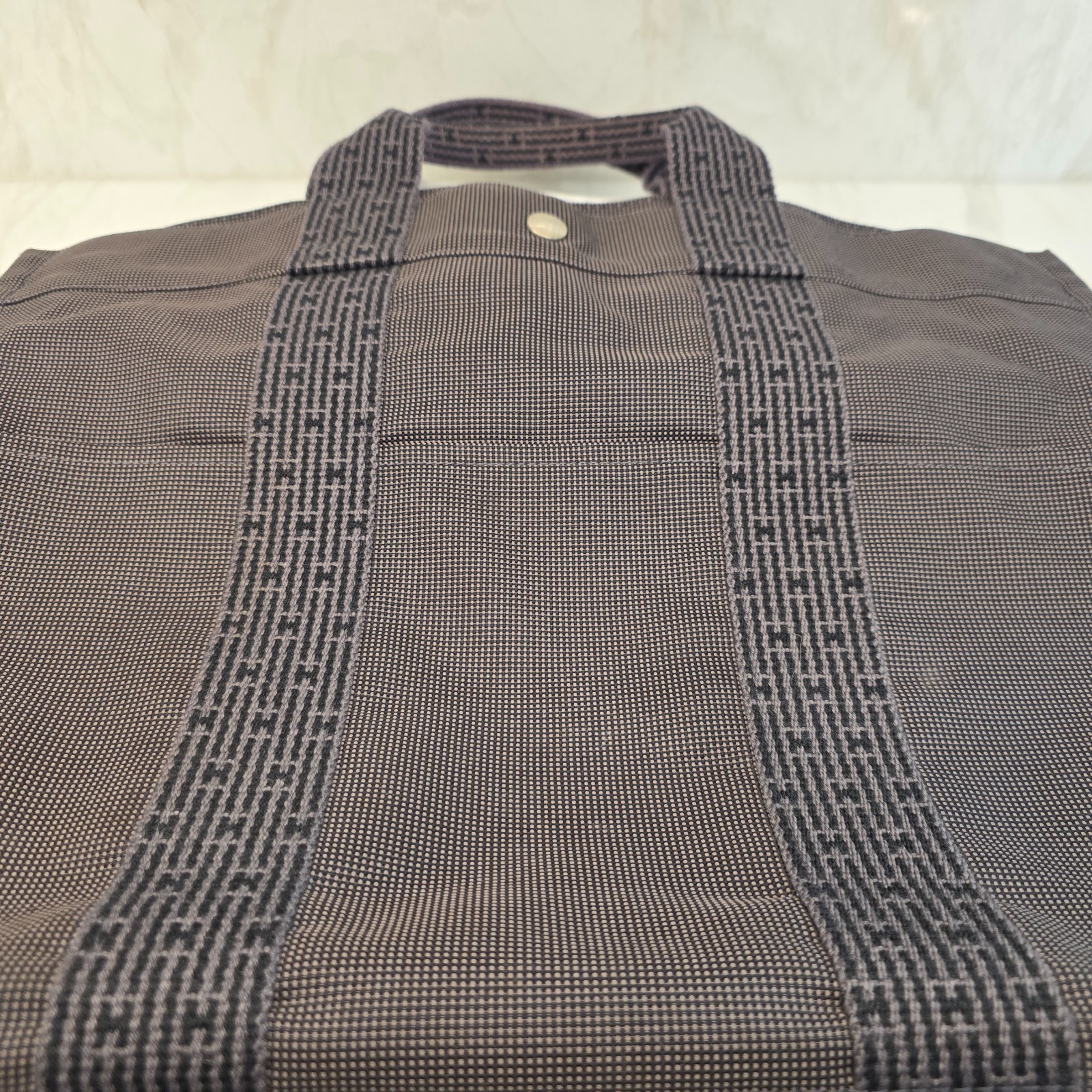 Hermes HerLine MM Tote Bag Charcoal Gray / Black with HERMES LOCK #121