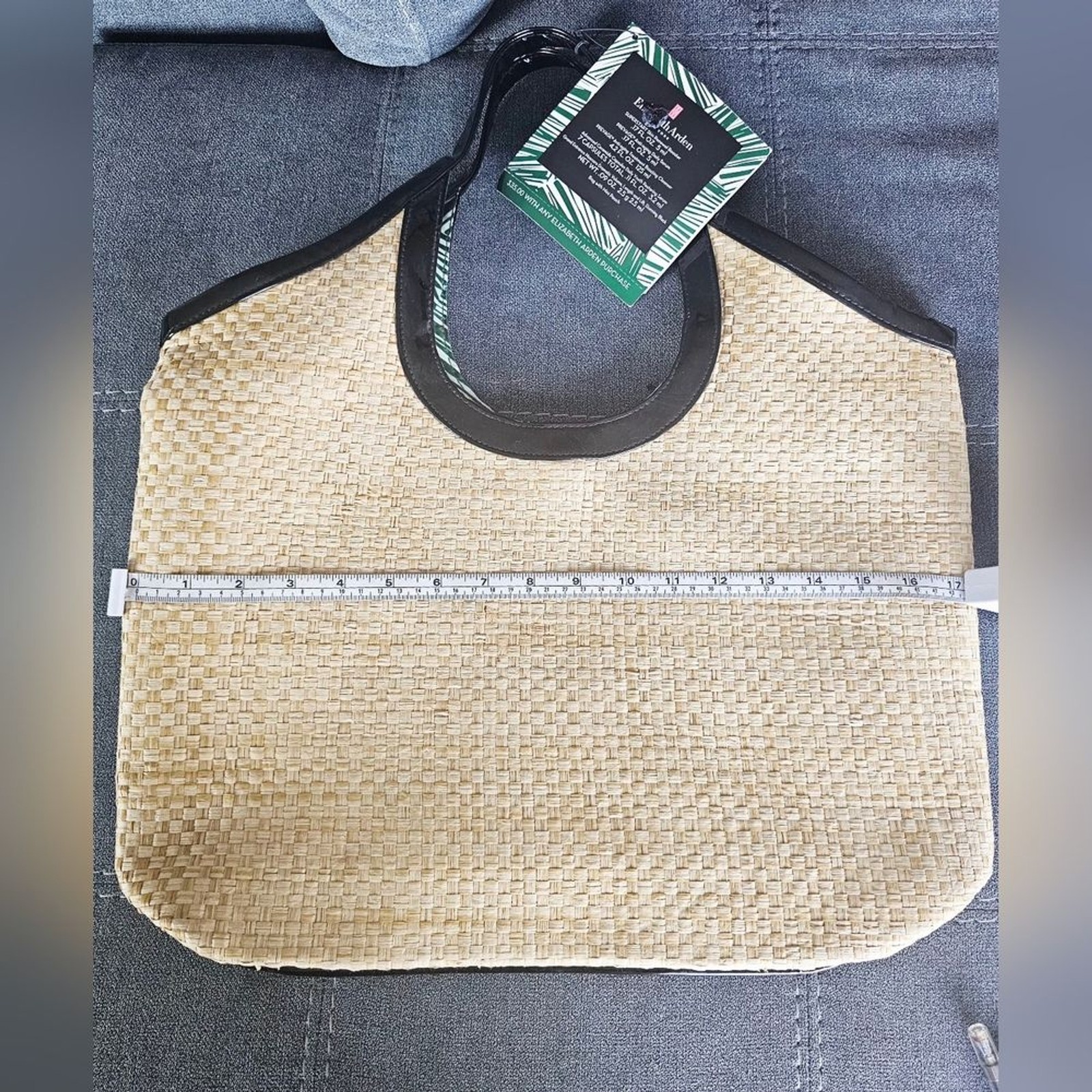 NWT Estee Lauder Woven Straw Tote Bag with Black Trim – Women Bags