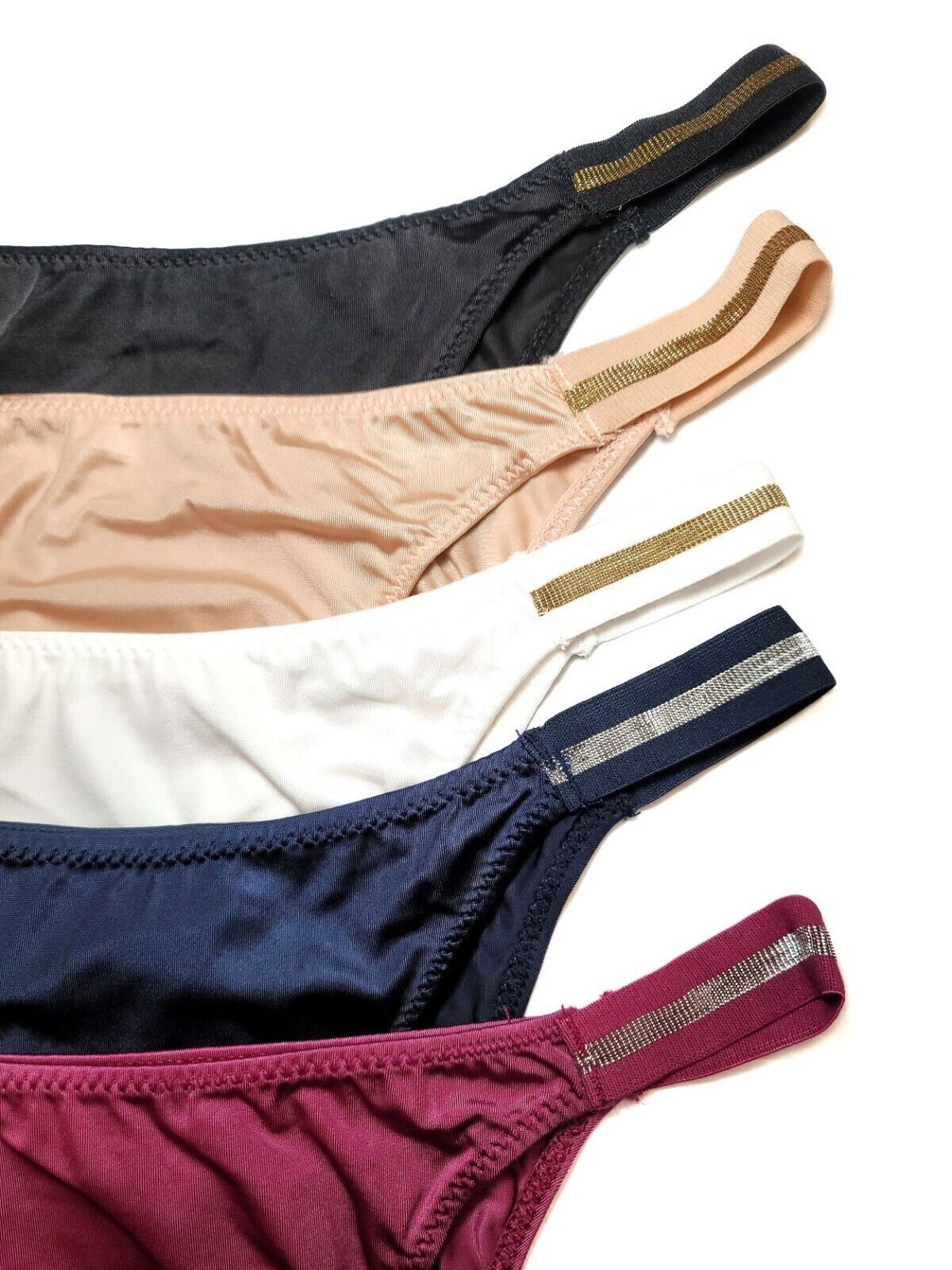 Pack Of 5 Women High Cut Satin Panties Thong Brief Brazilian Underwear Lingeries