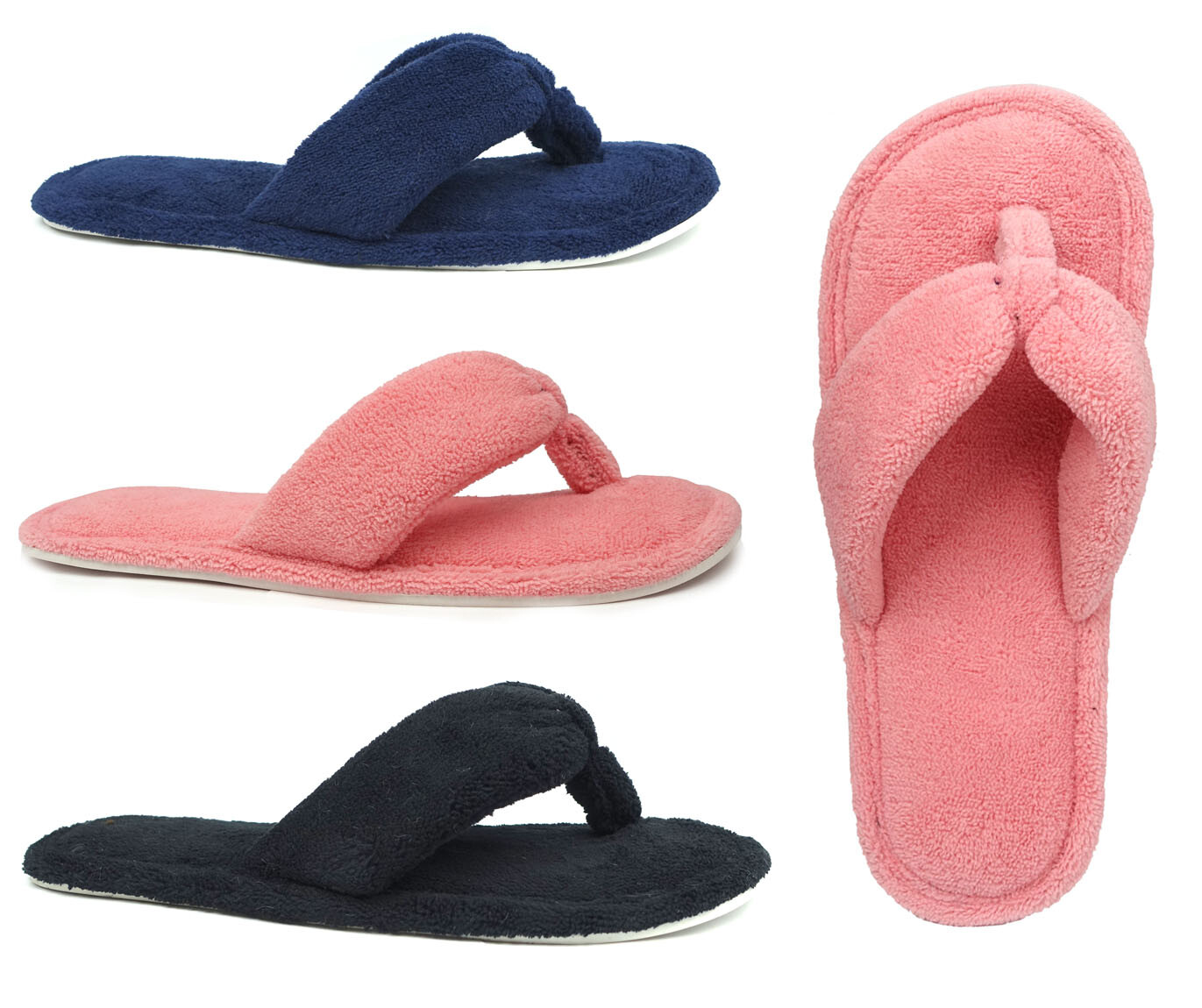 New Ladies’ Fashion Terry Spa Thong Flip Flop House Slipper Comfort–“3024”