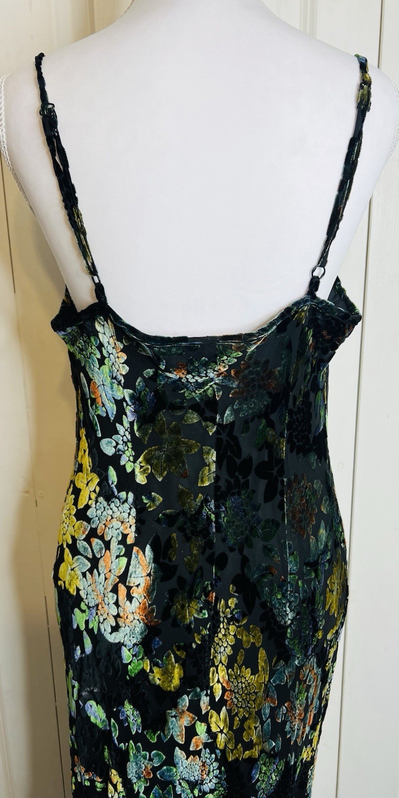 Vtg Newport News Size 10 Maxi Long Dress Velvet Silk Burnout Mermaid Hem Gown