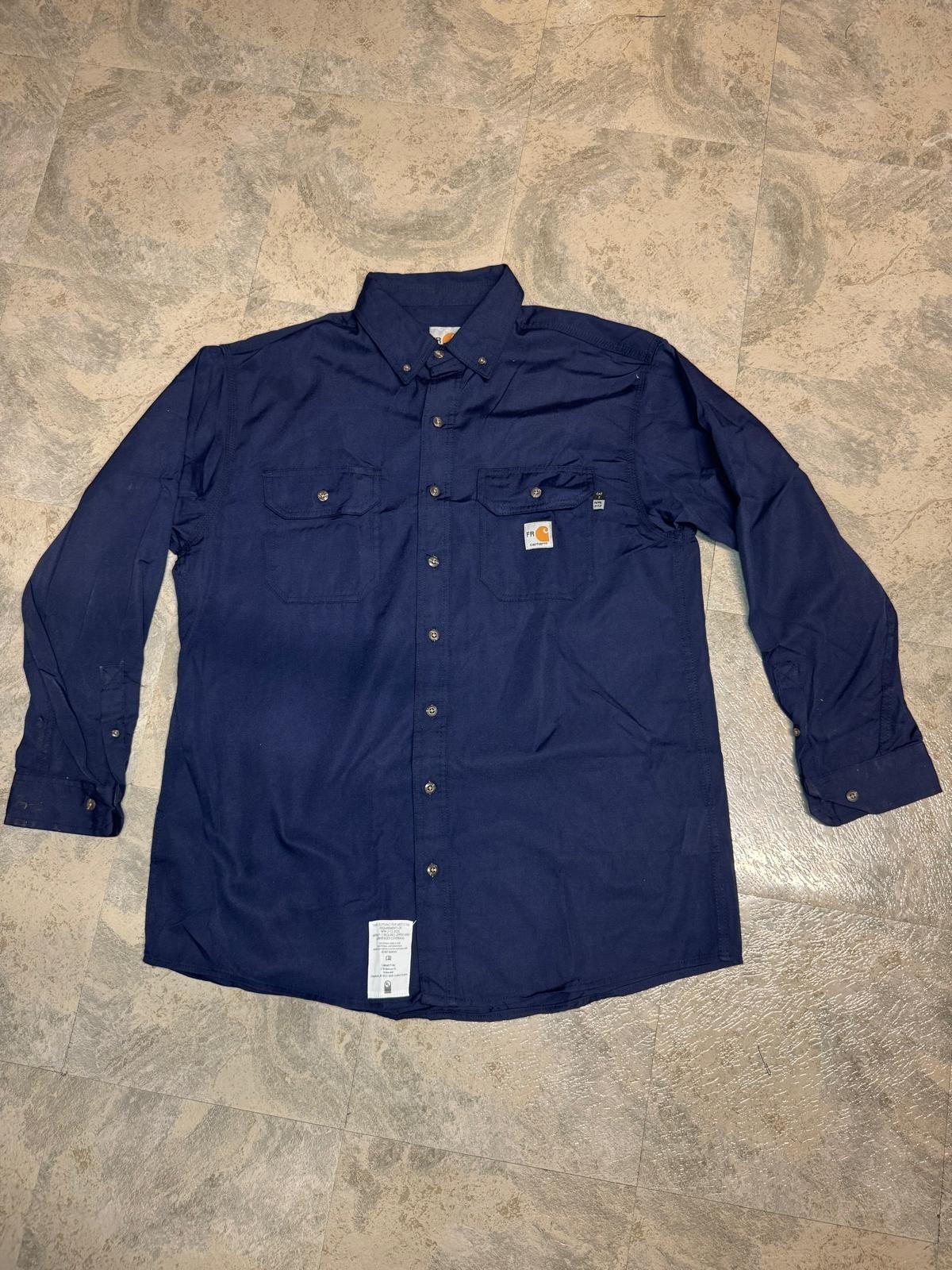 New Carhartt FR Flame Resistant Navy Blue Shirt CAT2 NFPA