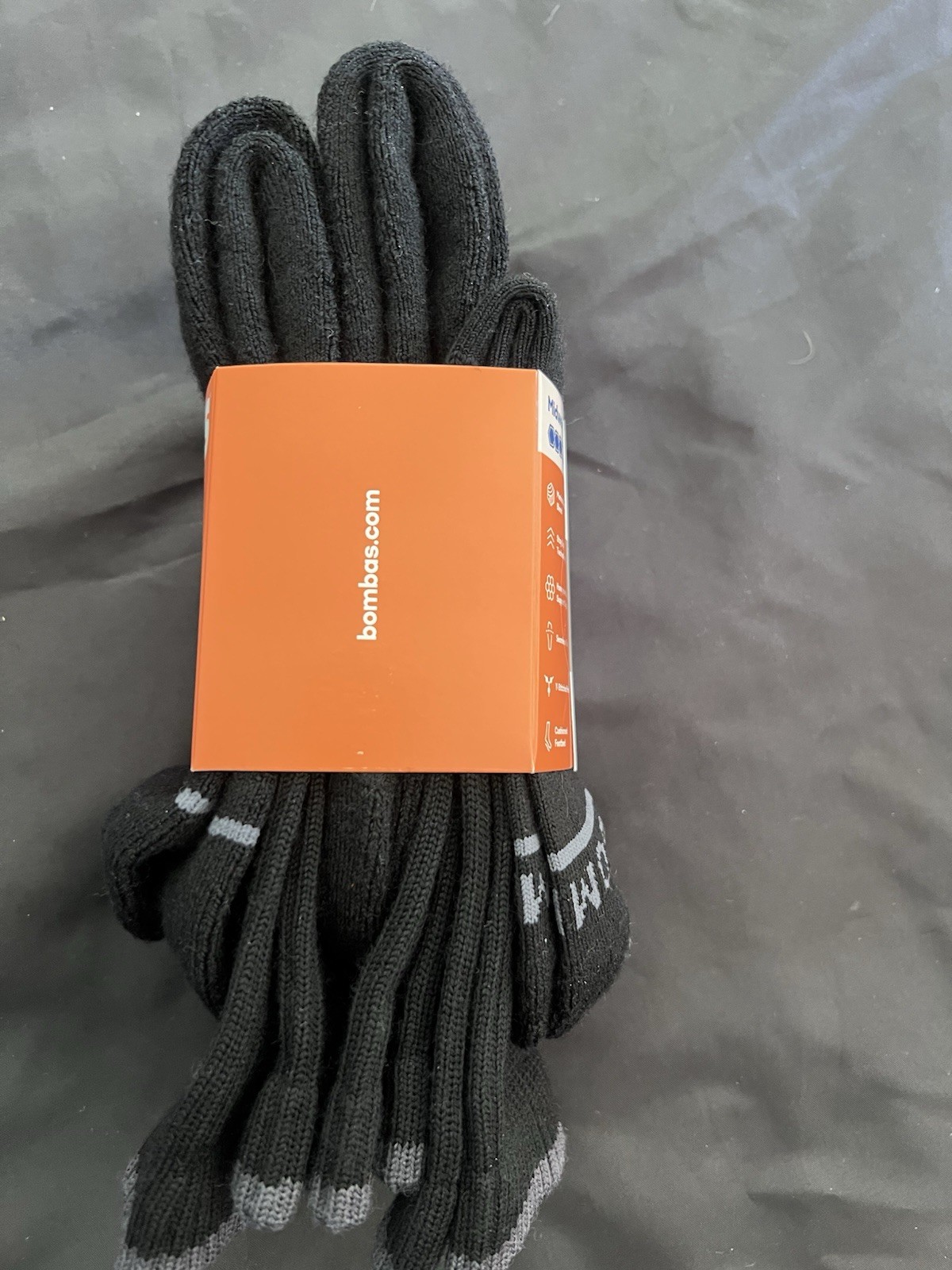Bombas 3-Pack Merino Wool Blend Crew Socks Size Medium Black New