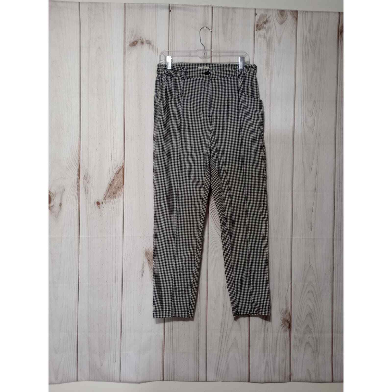Gingham Checkered High Waist Cropped Pants Trousers Career Casual