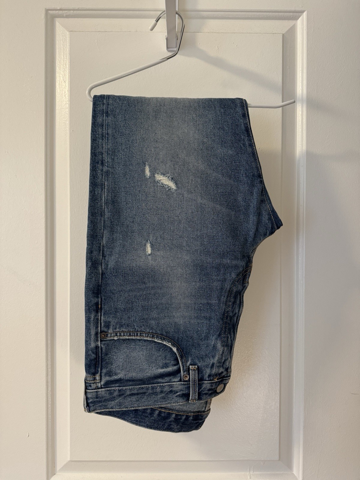Acne Studios Men’s Blue Straight Distressed Denim Jeans Regular Fit 2003 Series